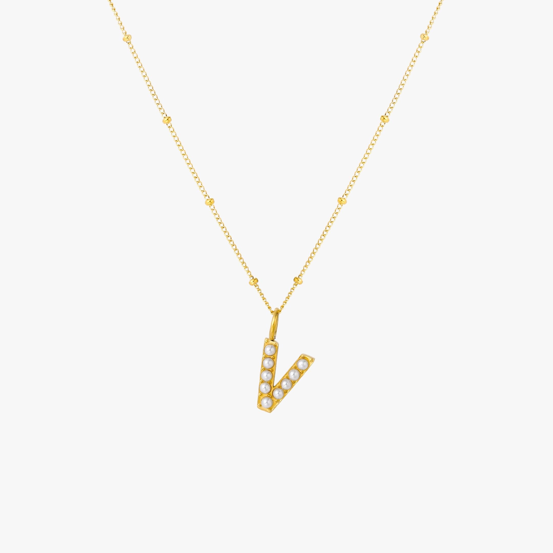 Athena Pearl Initial Necklace