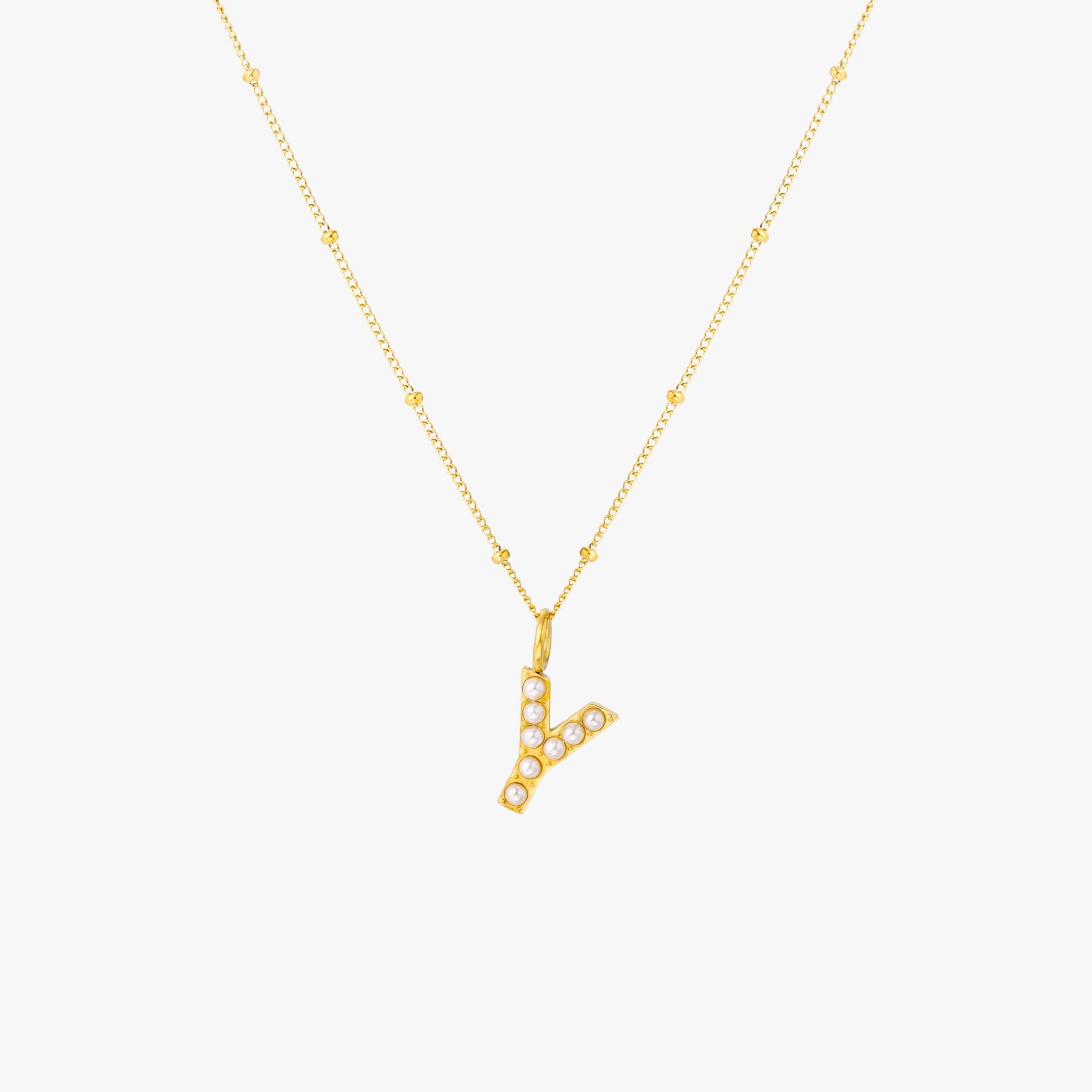 Athena Pearl Initial Necklace
