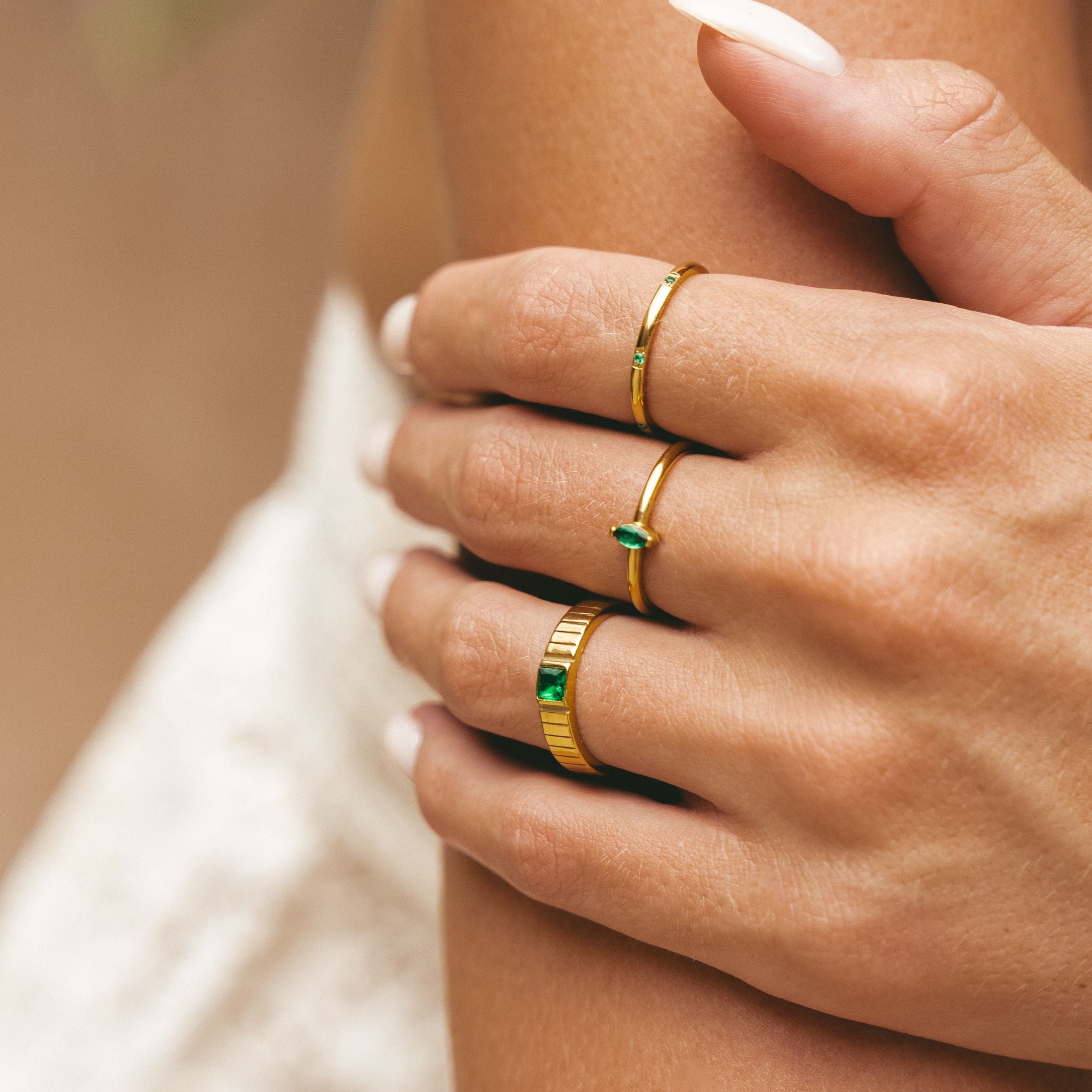 Athena Dainty Emerald Ring