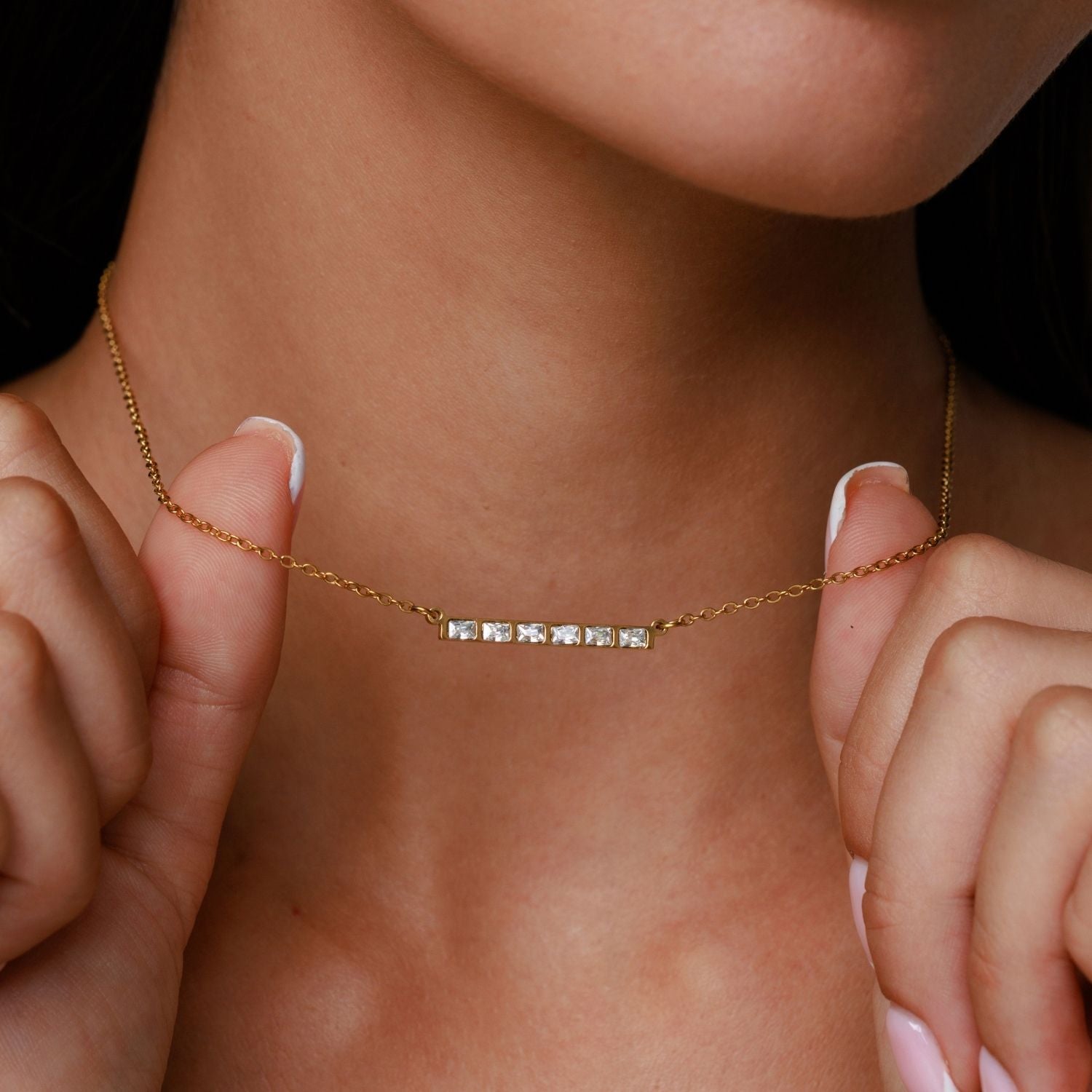 Athena Baguette Line Necklace