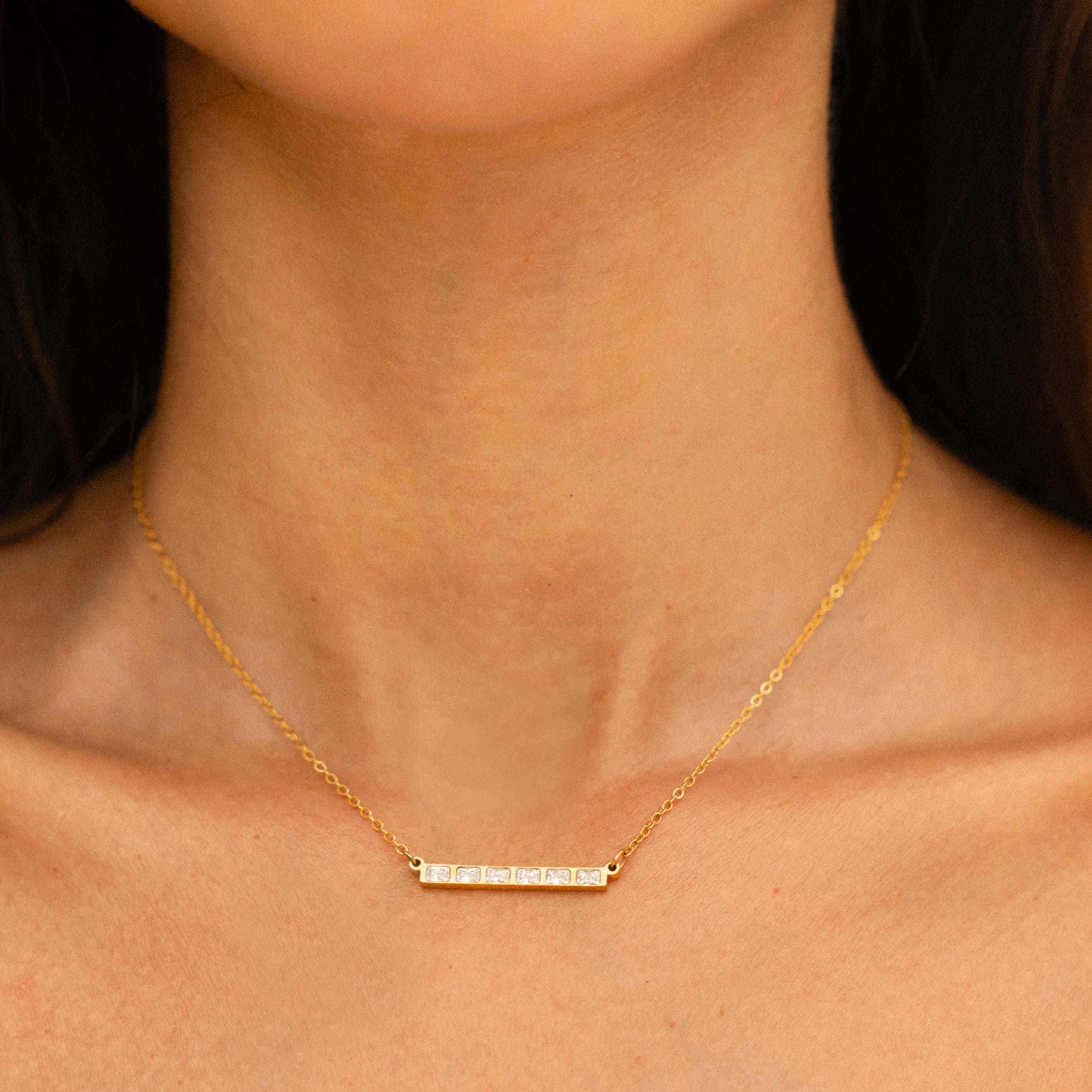 Athena Baguette Line Necklace