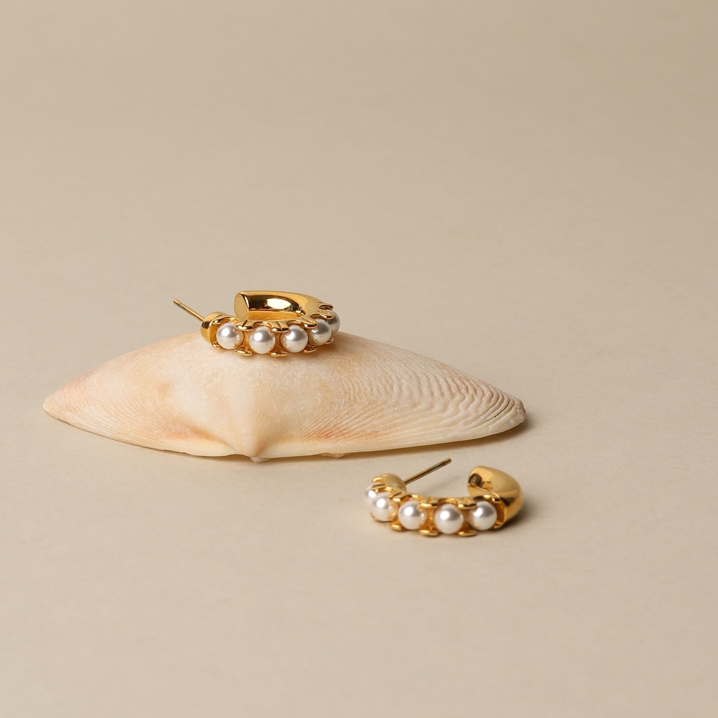 Athena Mini Pearl Huggies Earrings