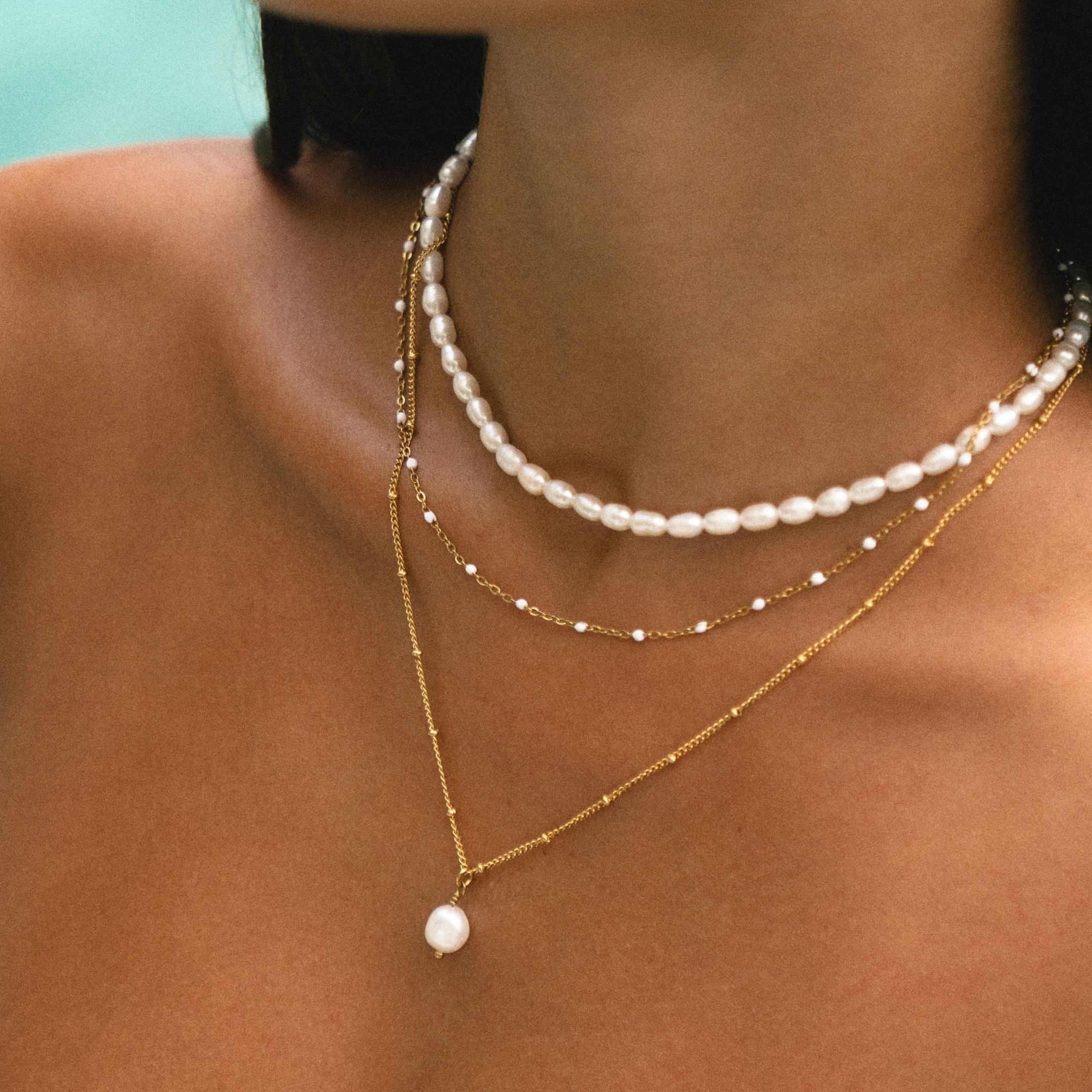 Athena White Beaded Choker