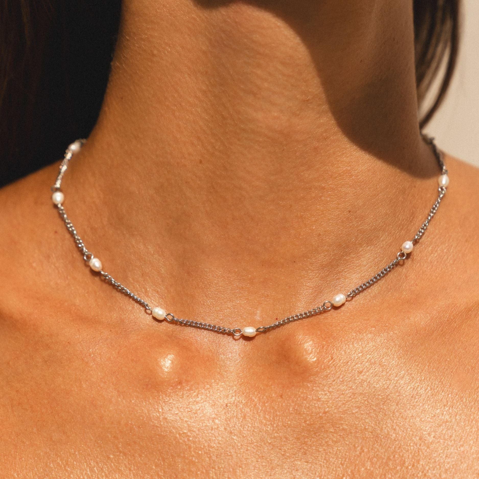 Athena Dainty Gold Pearl Choker
