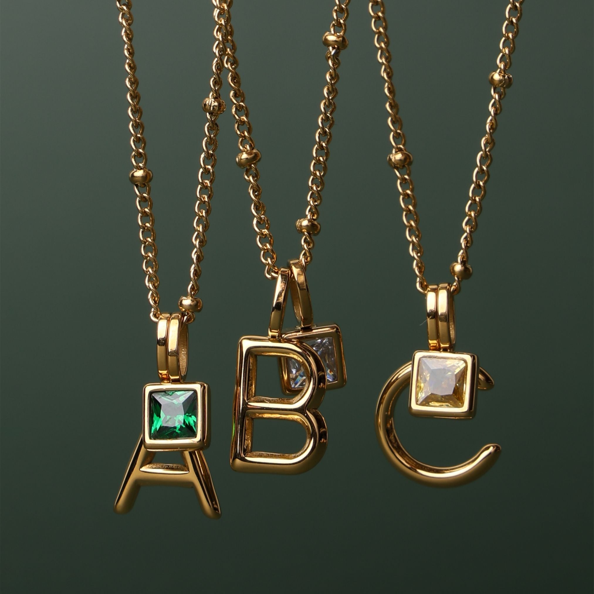 Athena Initial & Birthstone Charm Necklace