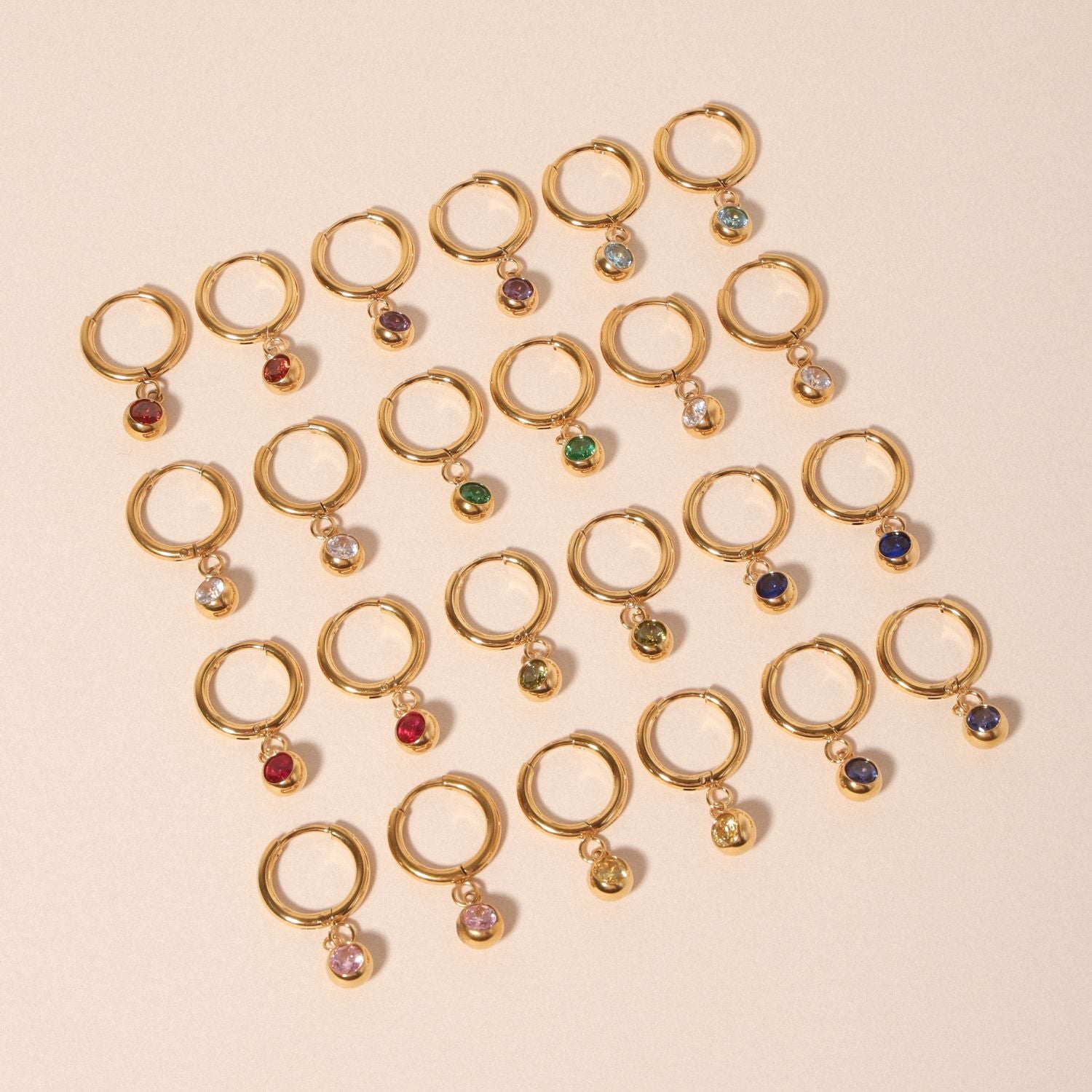 Athena Birthstone Charm Hoops
