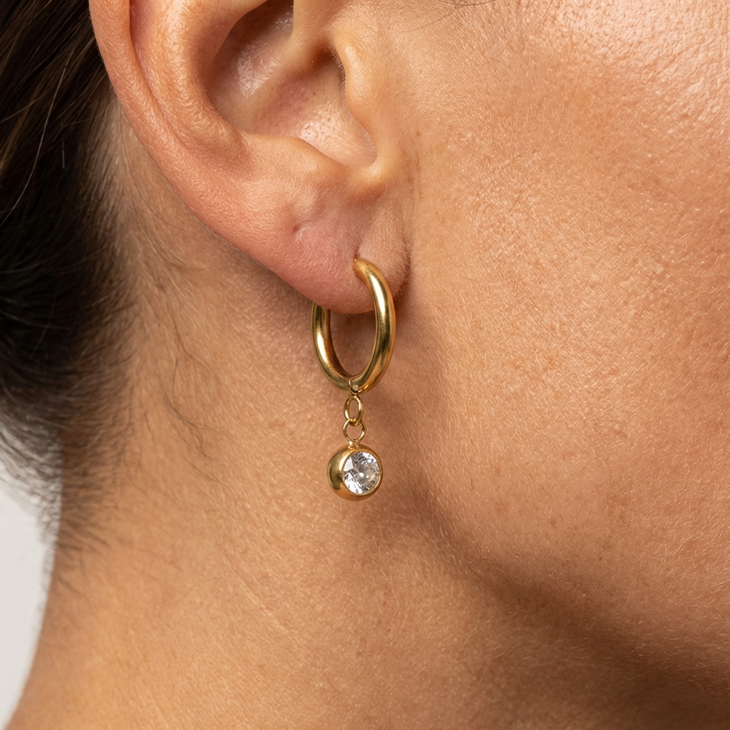 Athena Birthstone Charm Hoops