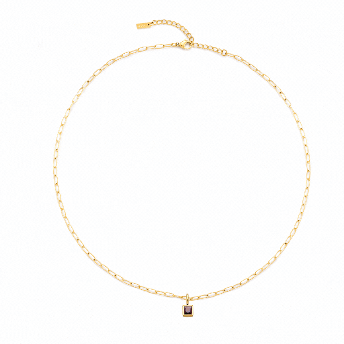 Athena Paperclip Birthstone Necklace