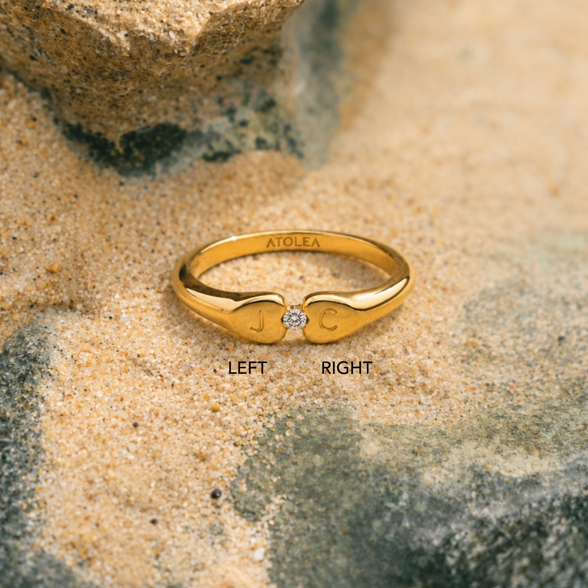 Athena Two-Initial Crystal Ring