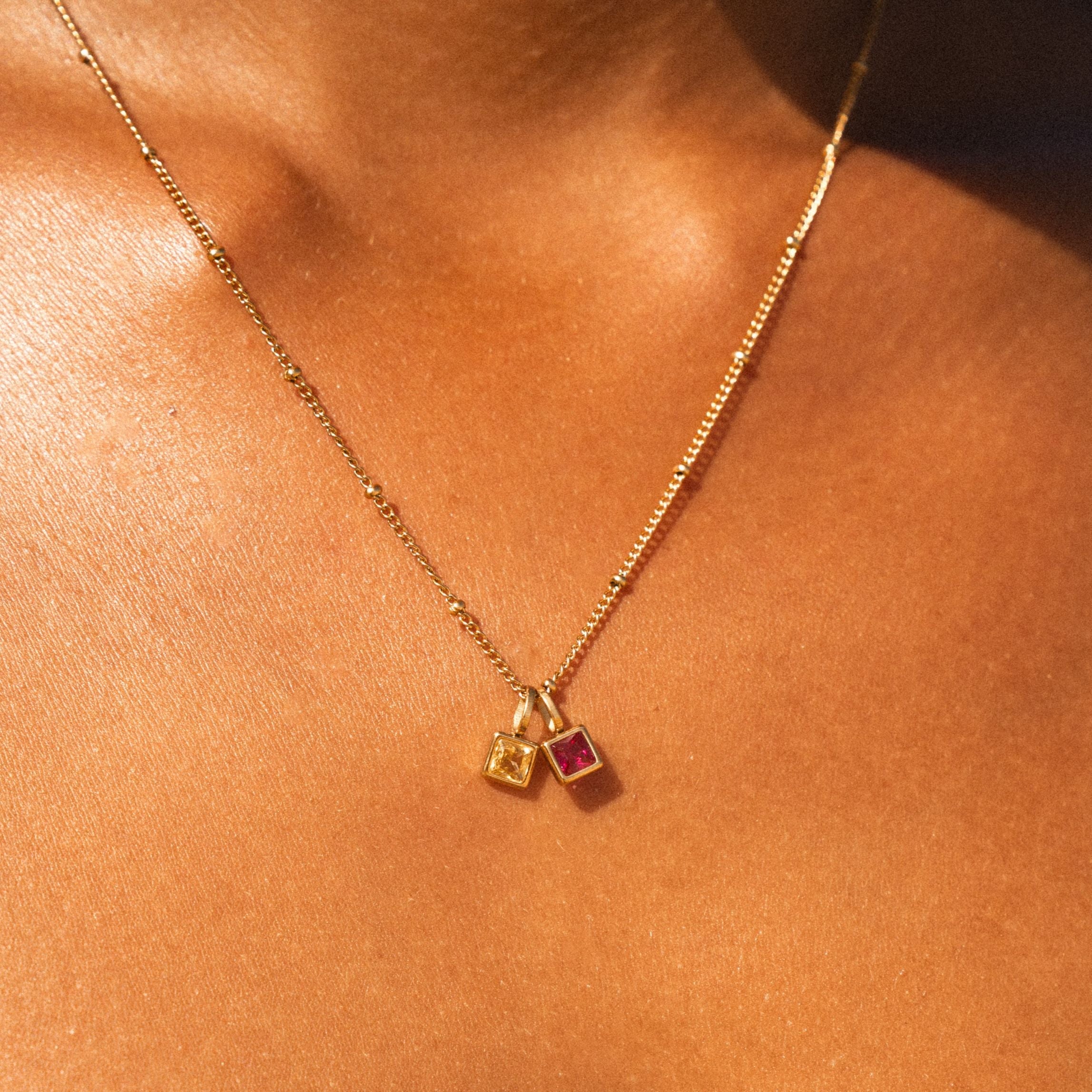 Athena Initial & Birthstone Charm Necklace