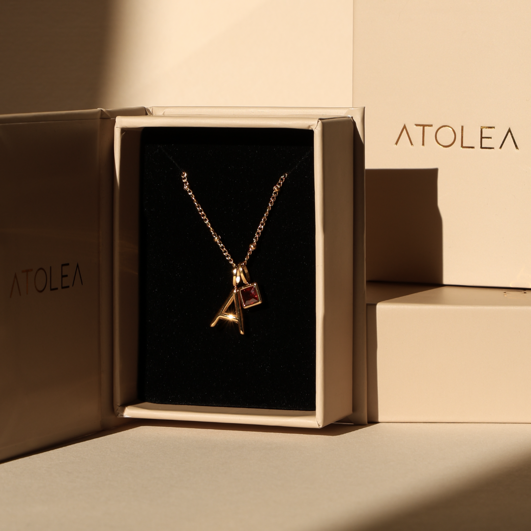 Athena Initial & Birthstone Charm Necklace