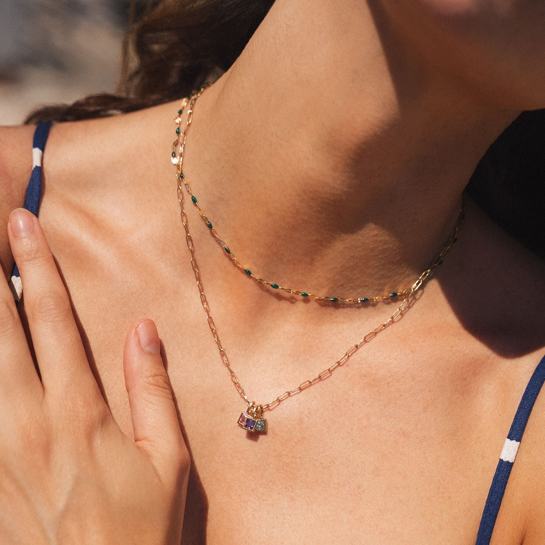 Athena Paperclip Birthstone Necklace