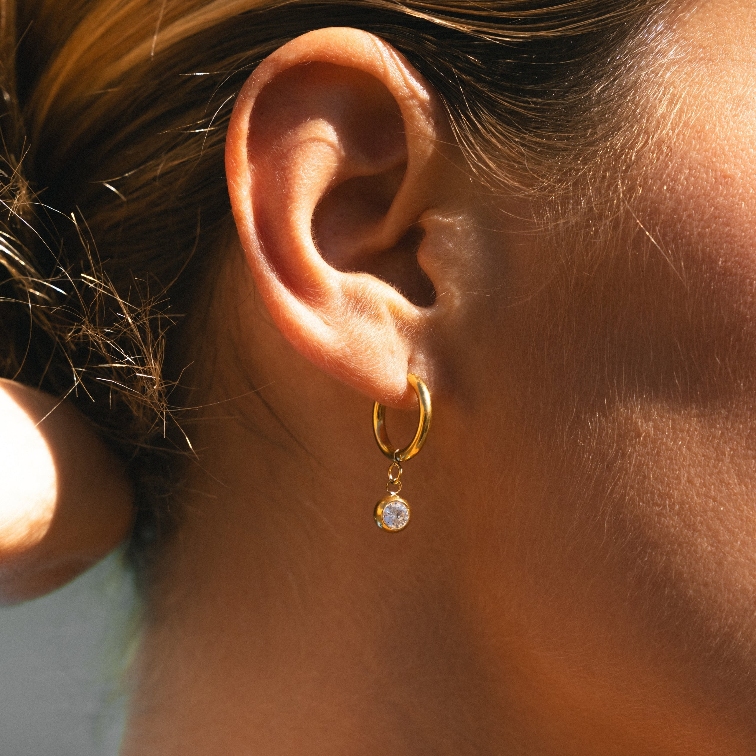 Athena Birthstone Charm Hoops