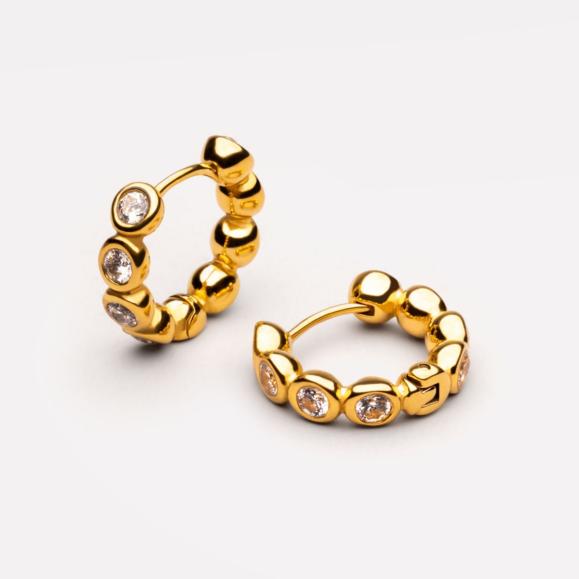 Athena Beaded Diamond Hoops