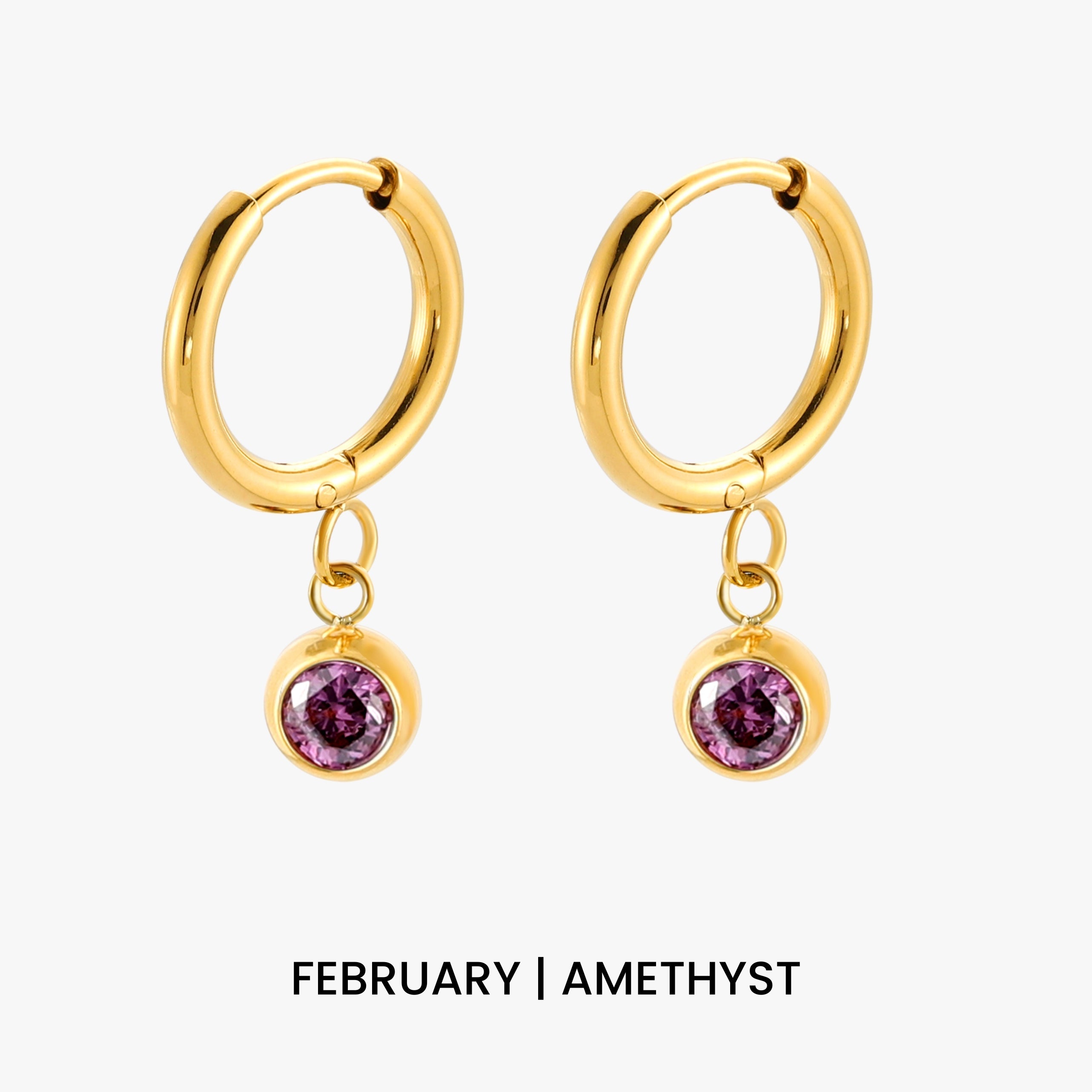 Athena Birthstone Charm Hoops
