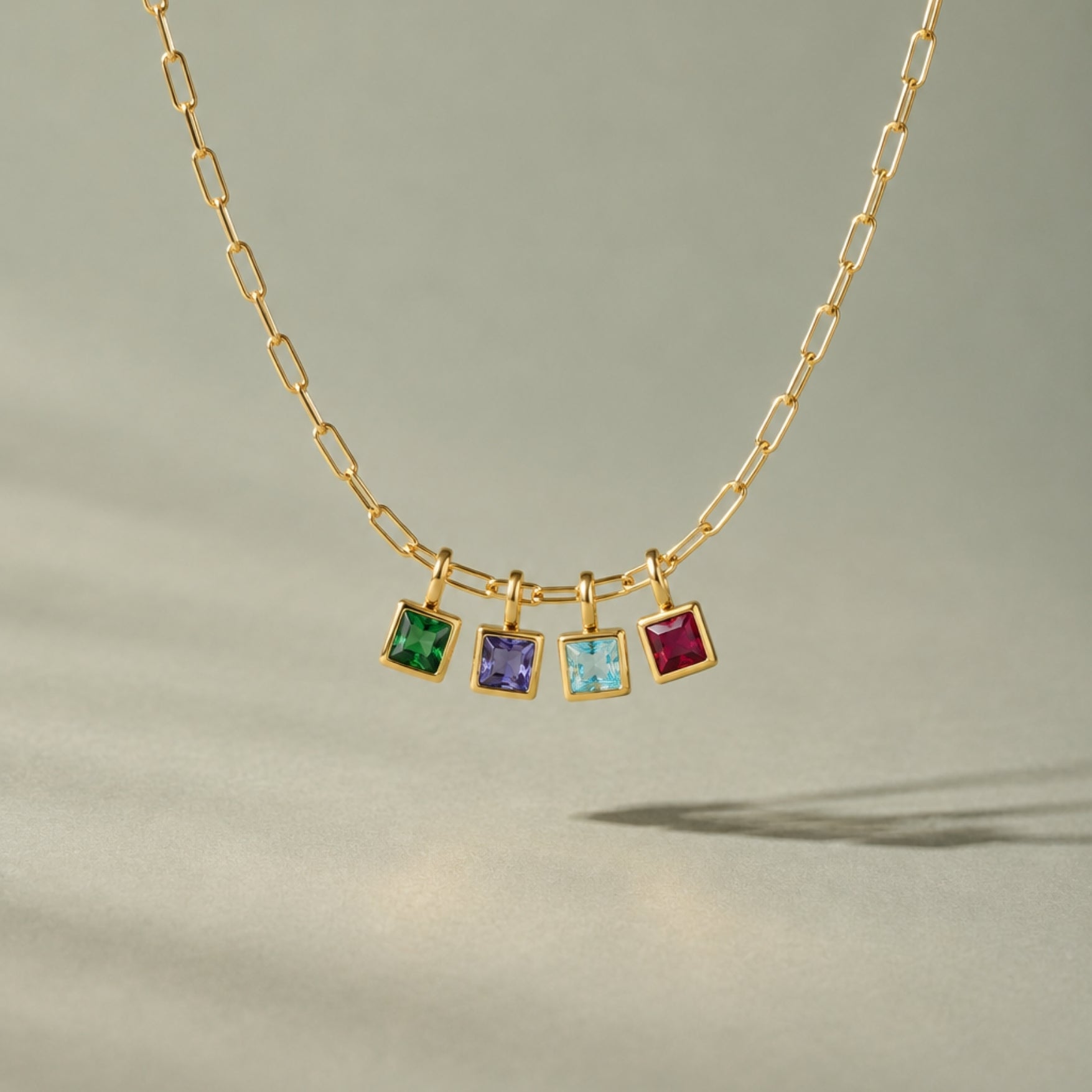 Athena Paperclip Birthstone Necklace