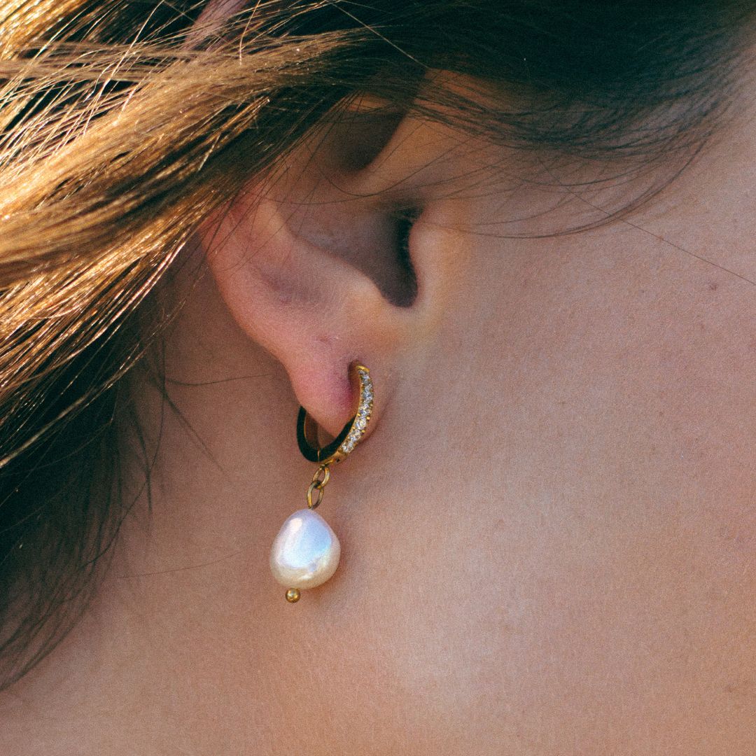 Athena Freshwater Pearl Hoop Earrings