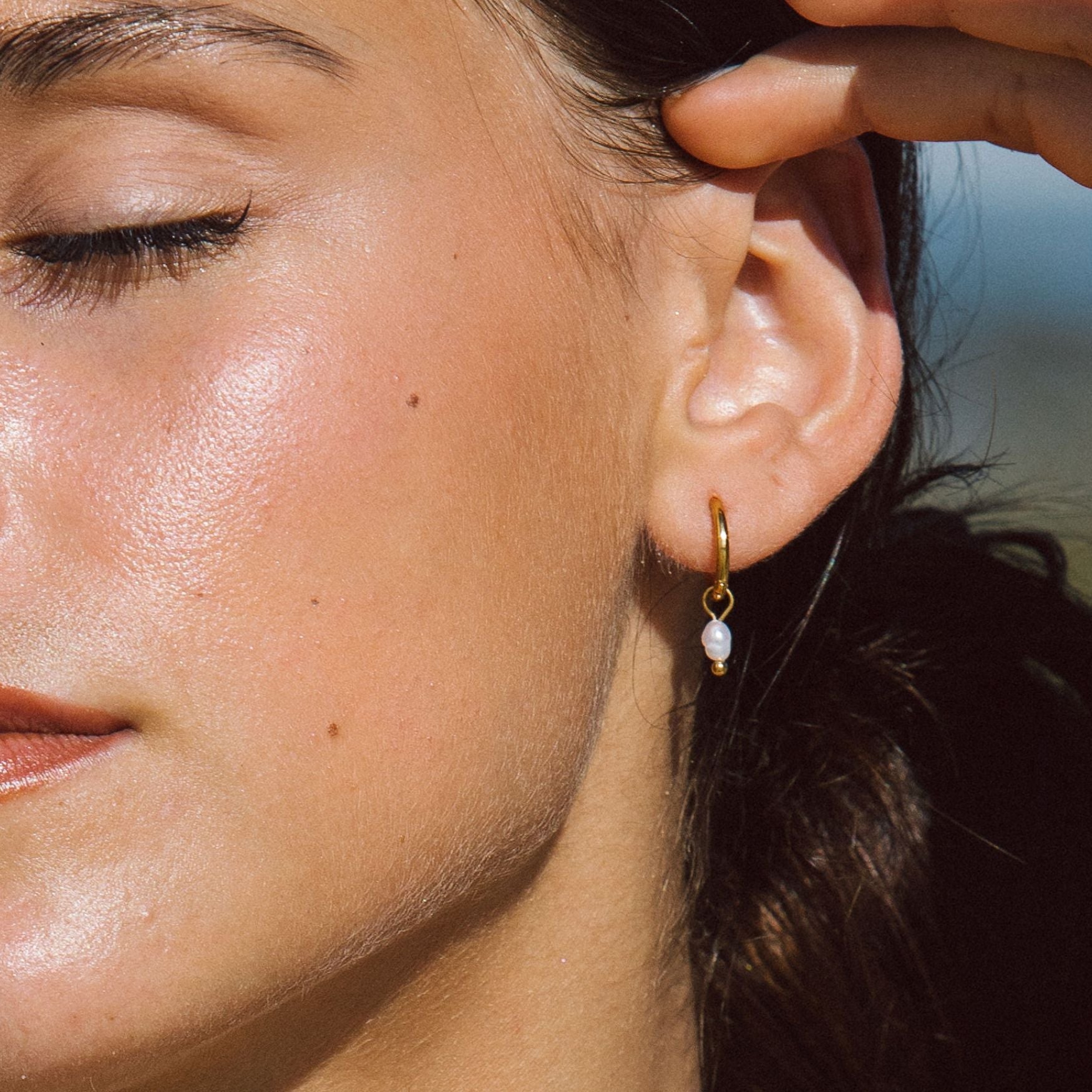 Athena Pearl Huggie Hoops