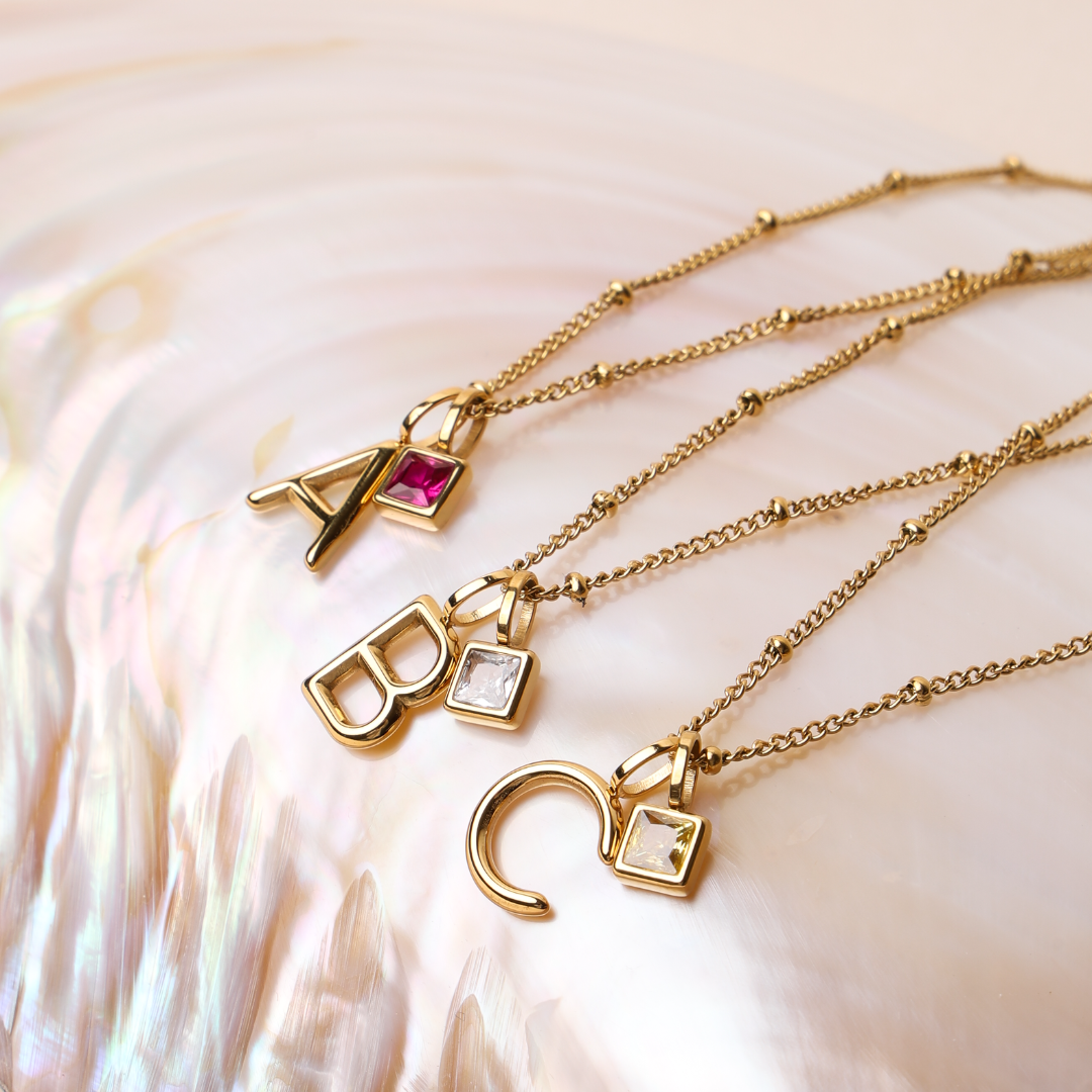 Athena Initial & Birthstone Charm Necklace