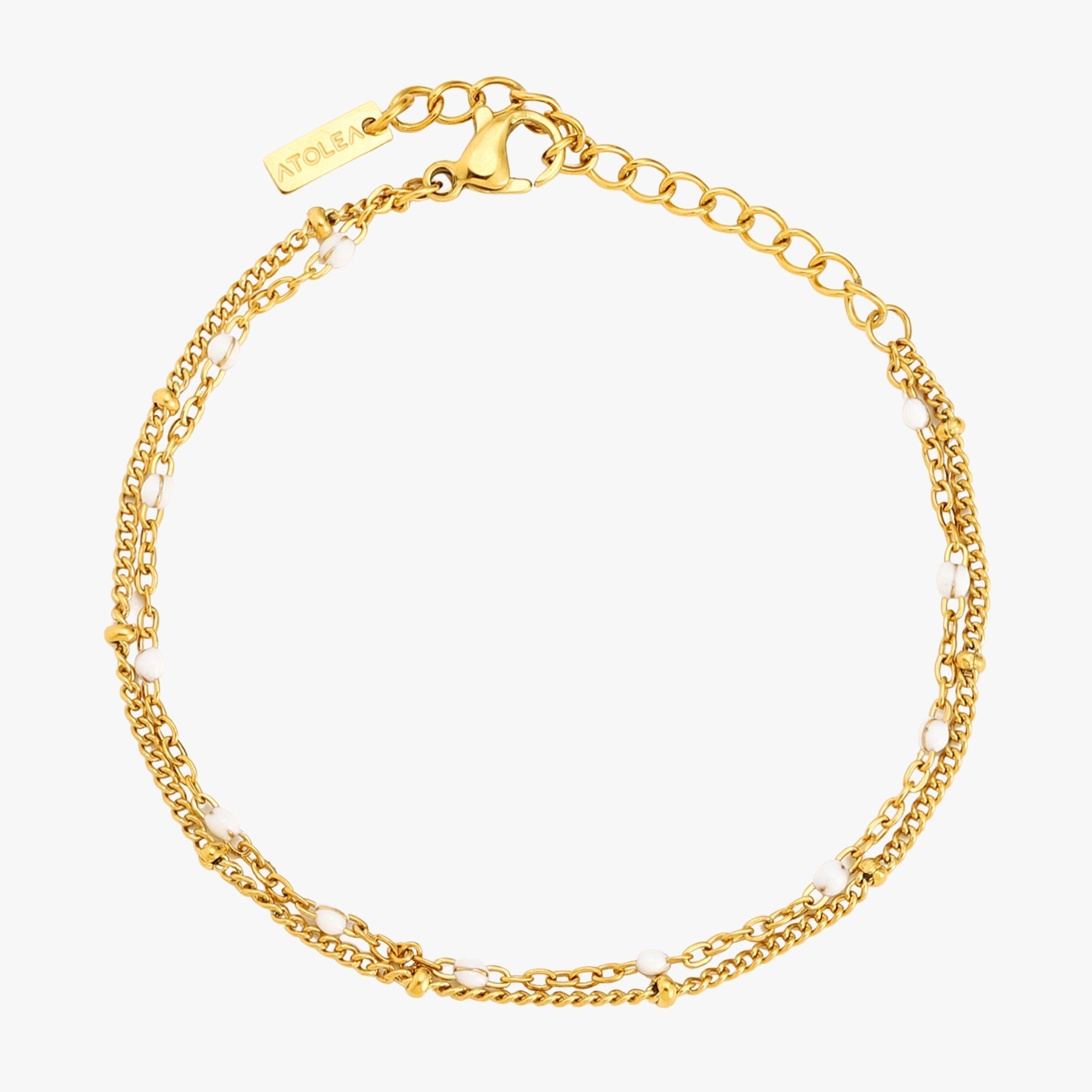 Athena Double White Beaded Bracelet