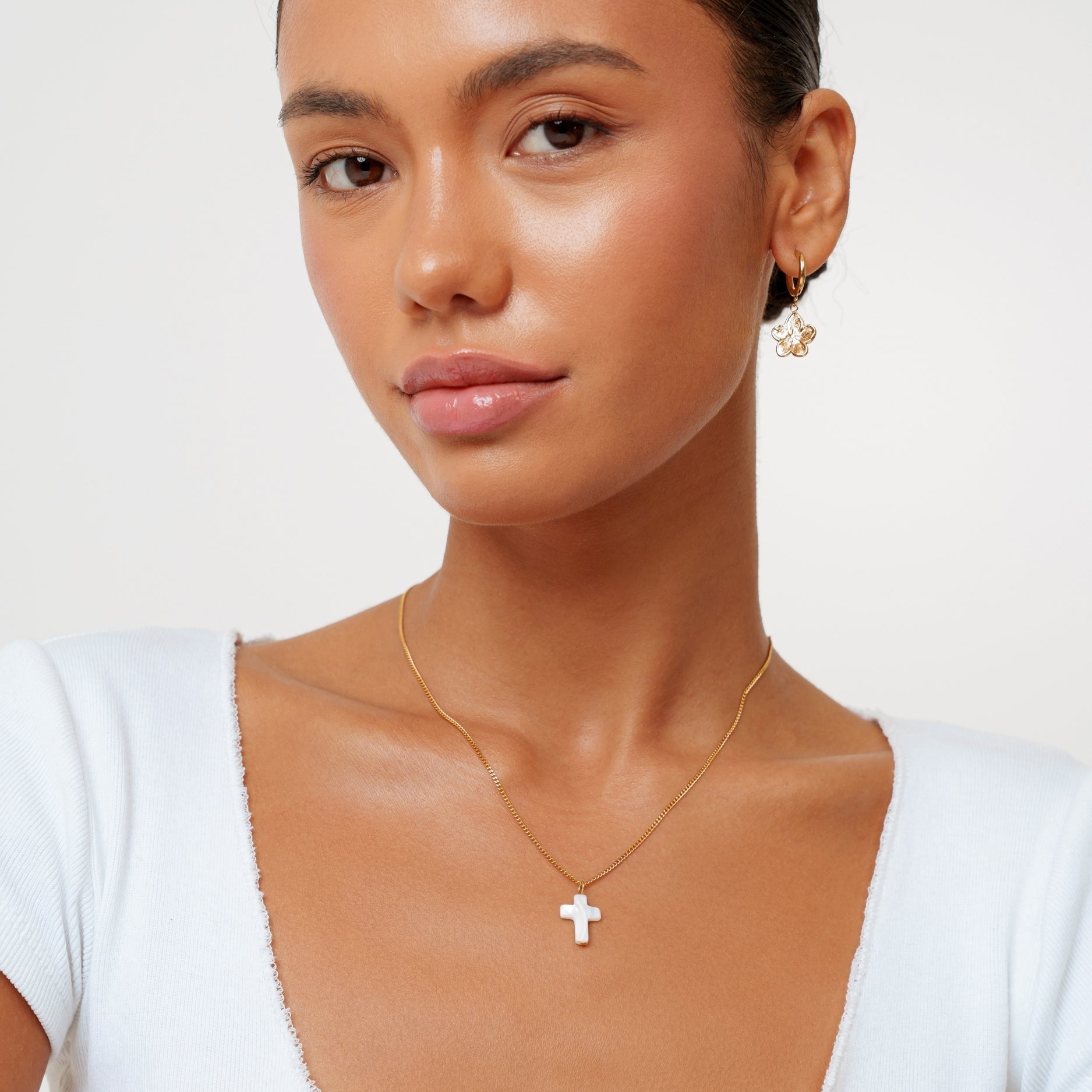 Athena Mother of Pearl Cross Necklace