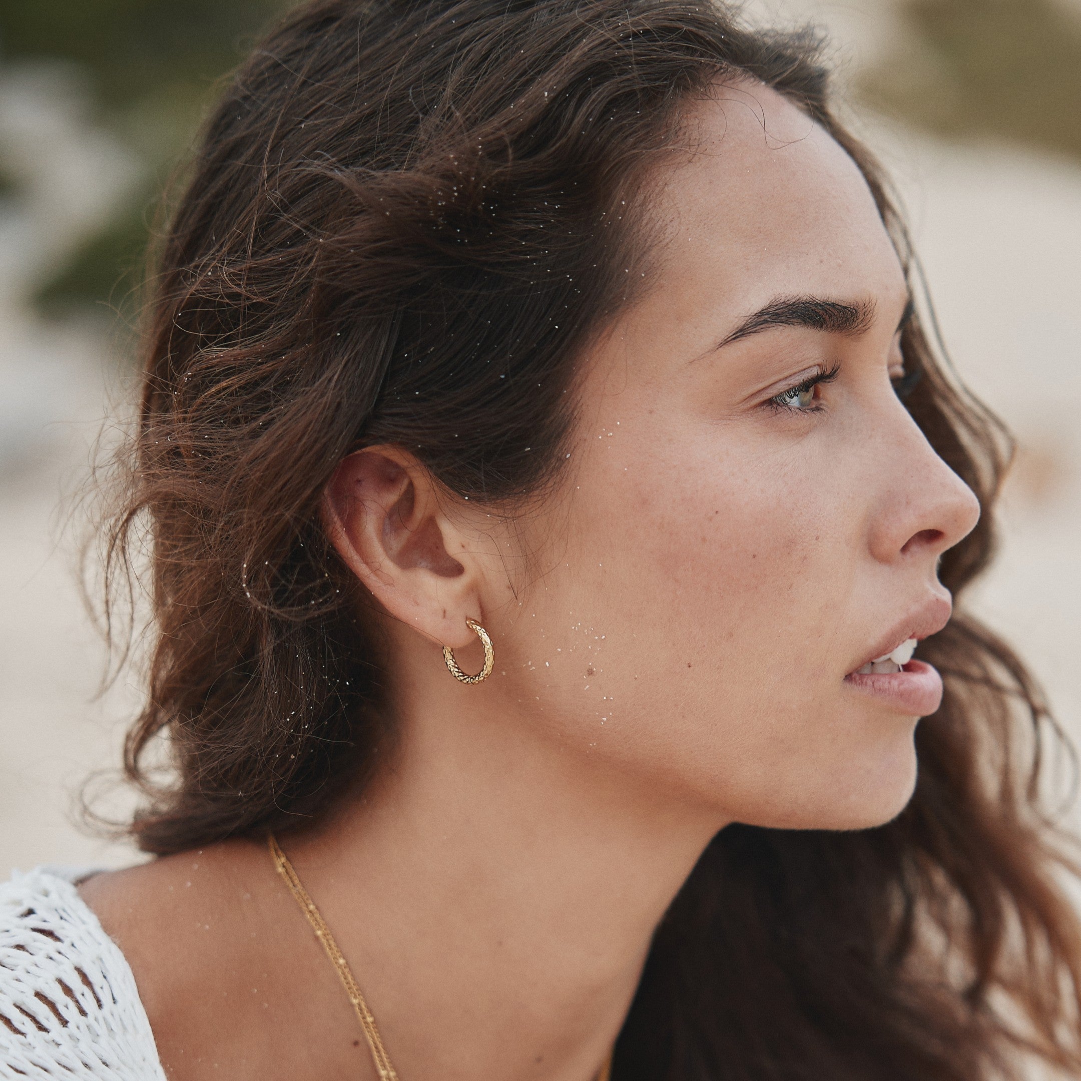 Athena Hammered Hoops Earrings