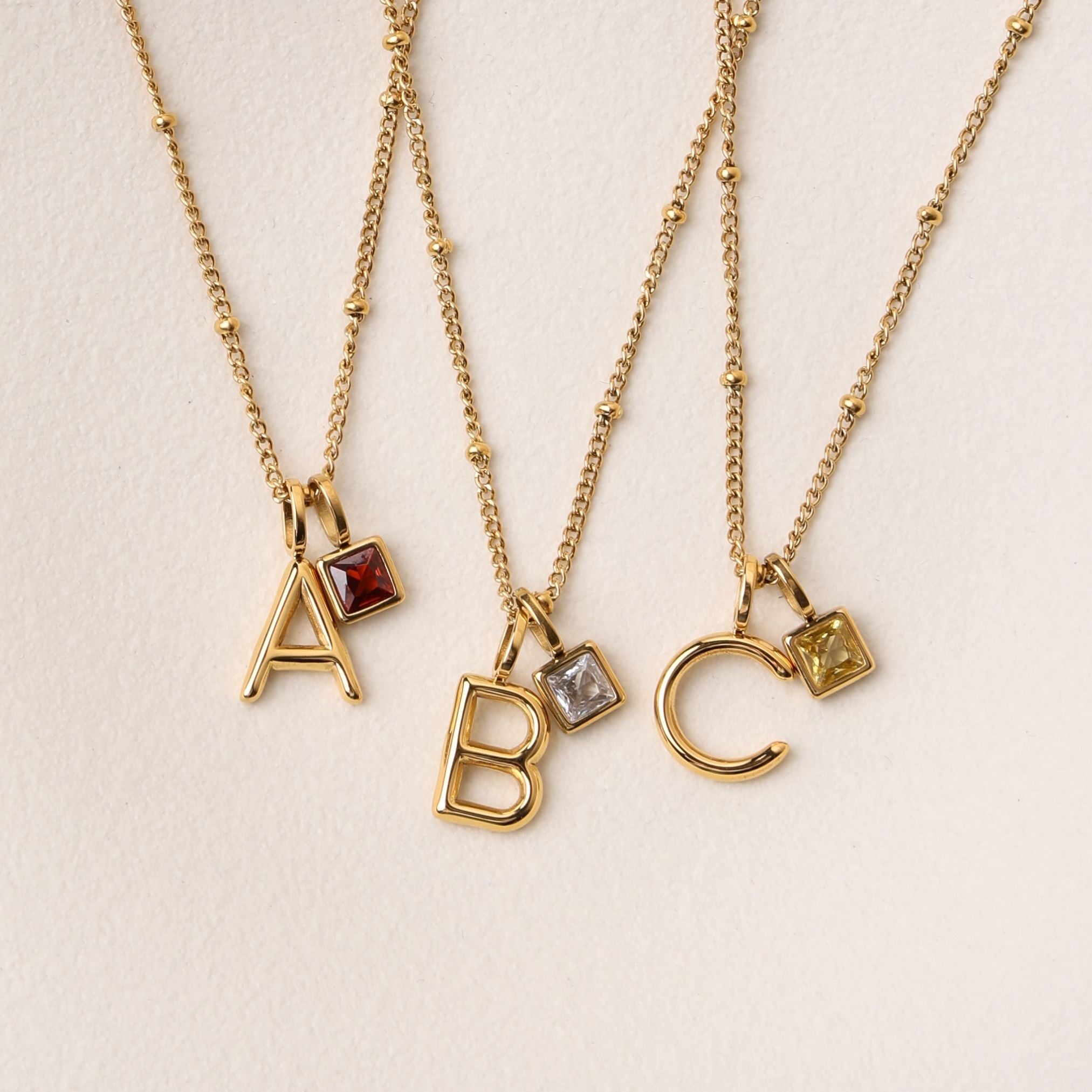 Athena Initial & Birthstone Charm Necklace