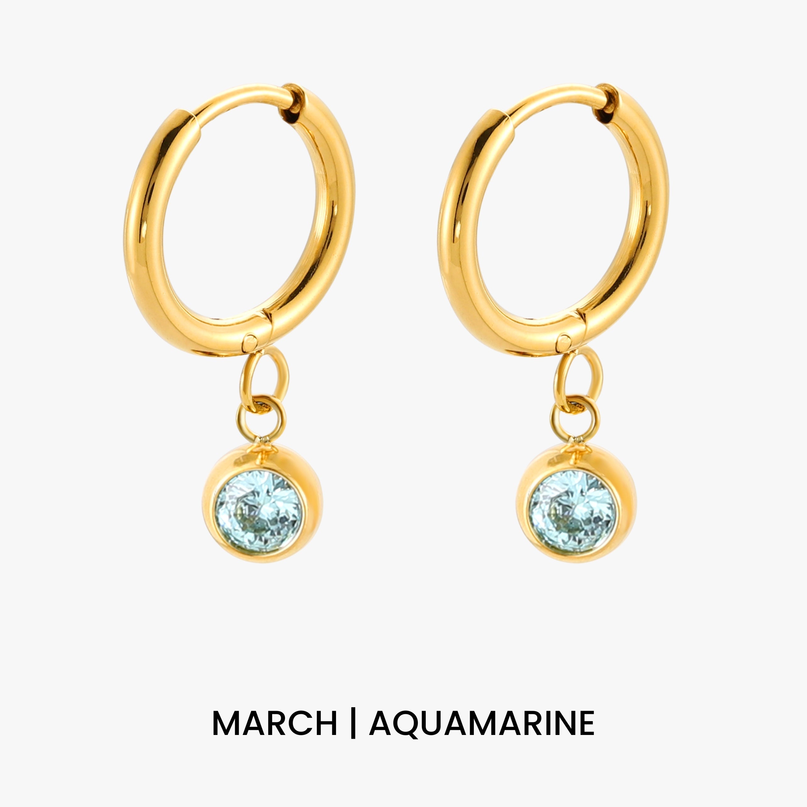 Athena Birthstone Charm Hoops