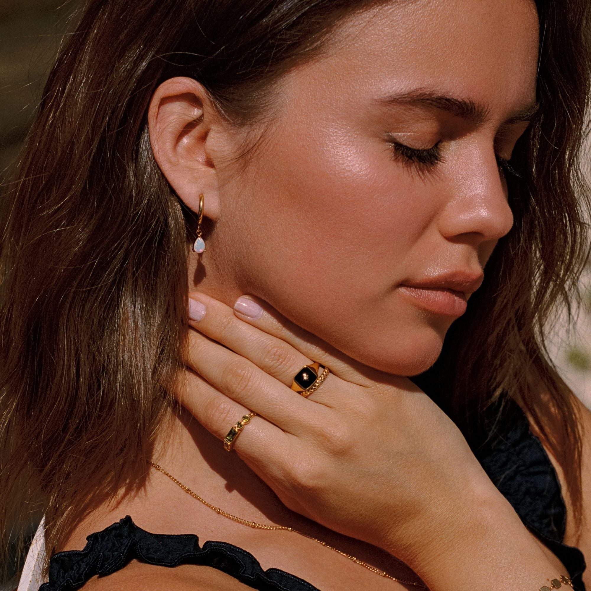 Athena Opal Hoops