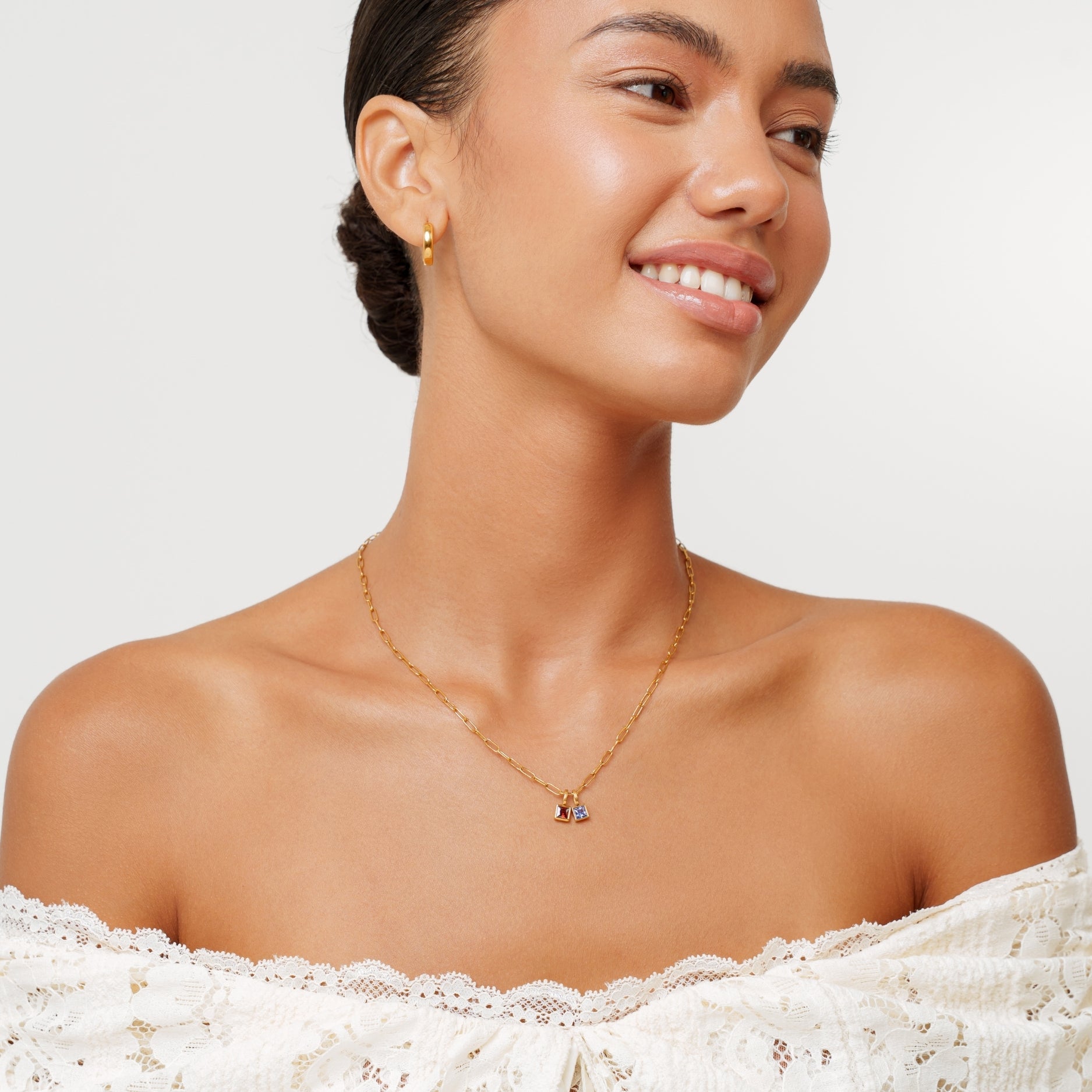 Athena Paperclip Birthstone Necklace