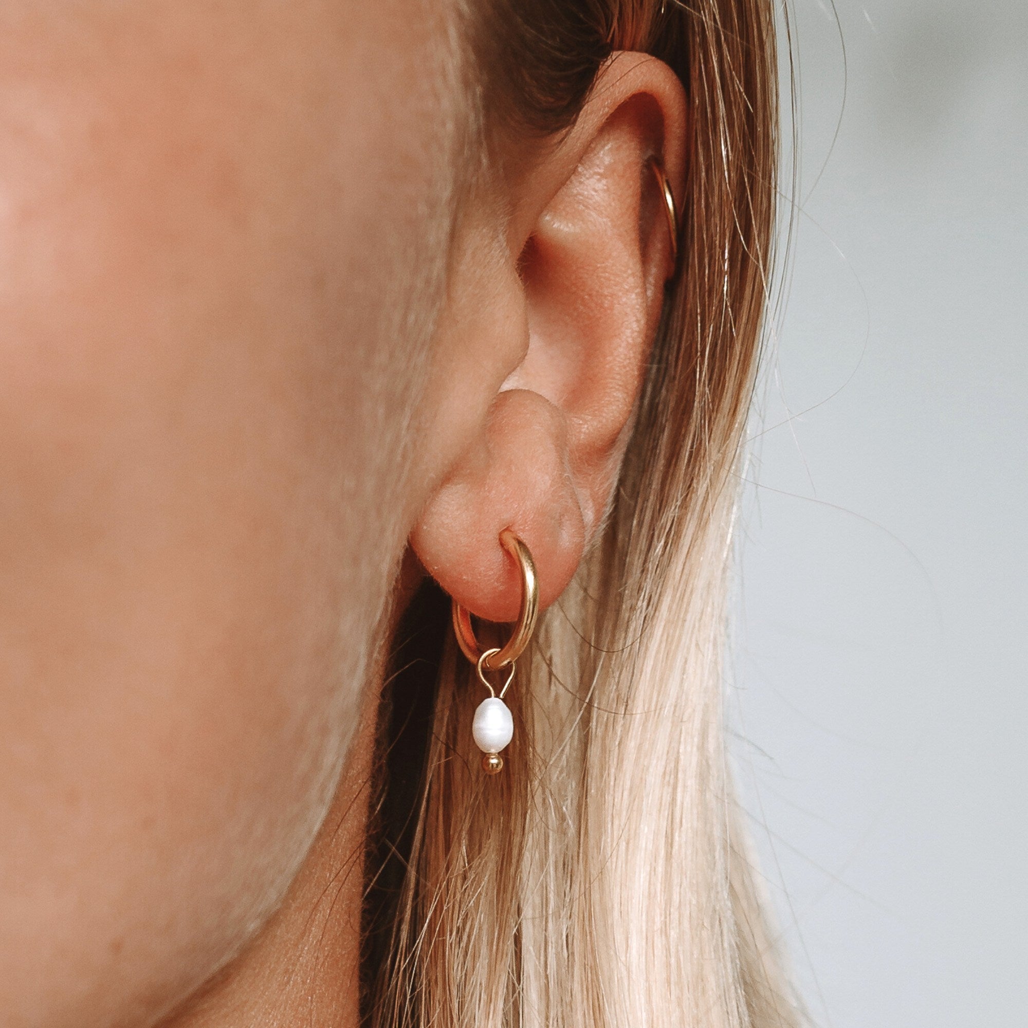 Athena Pearl Huggie Hoops