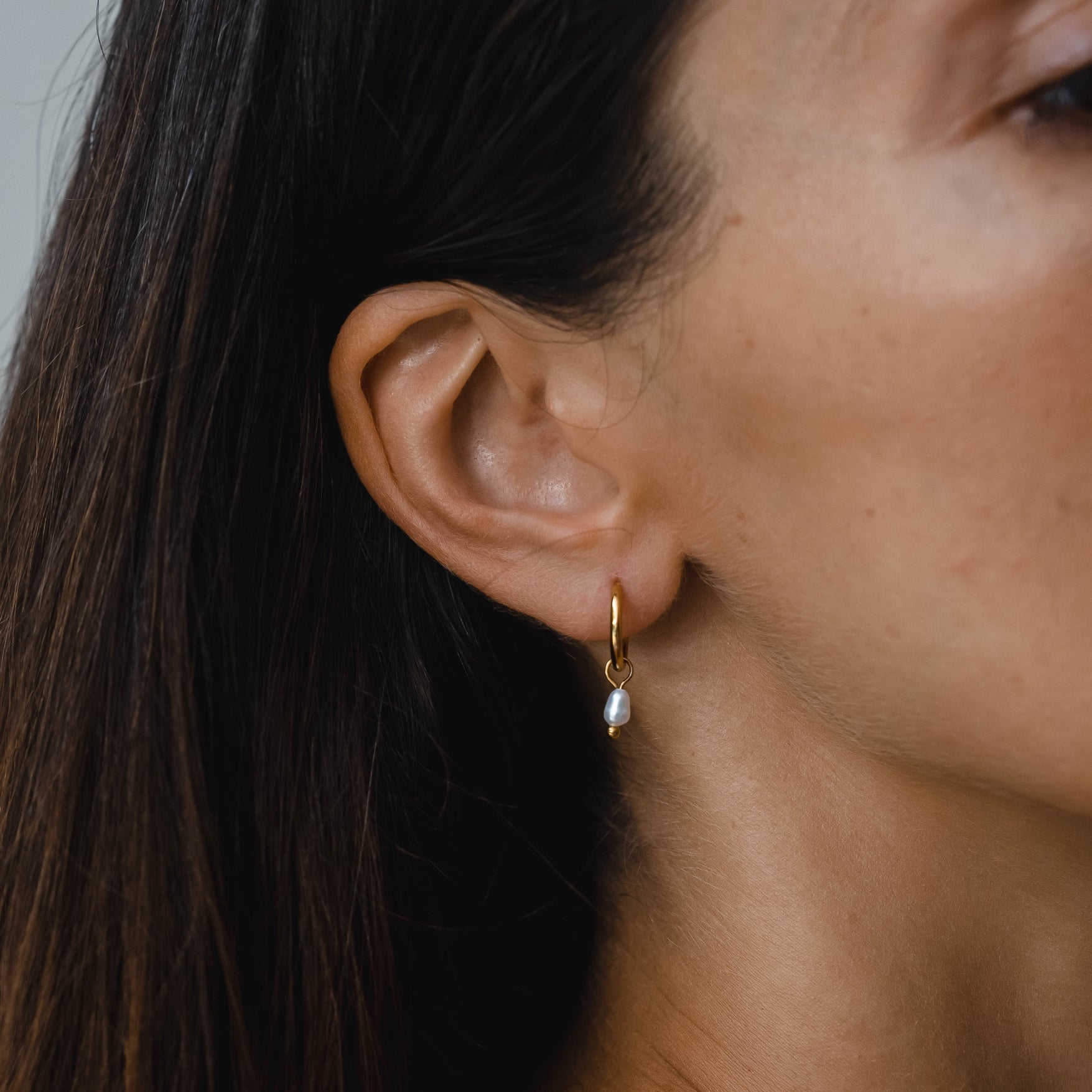 Athena Pearl Huggie Hoops
