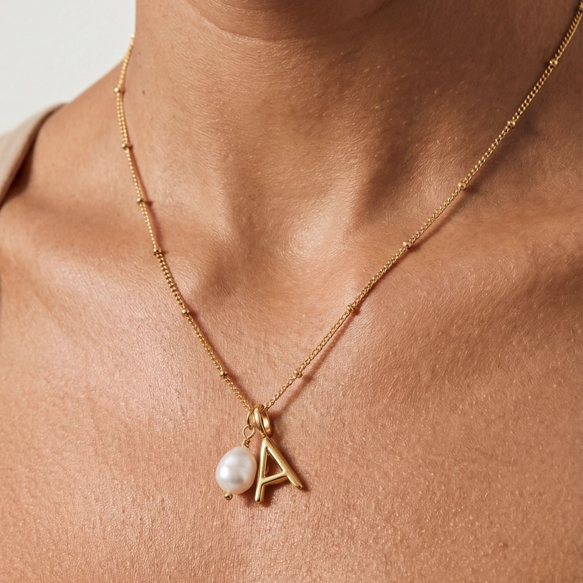 Athena Initial & Pearl Necklace