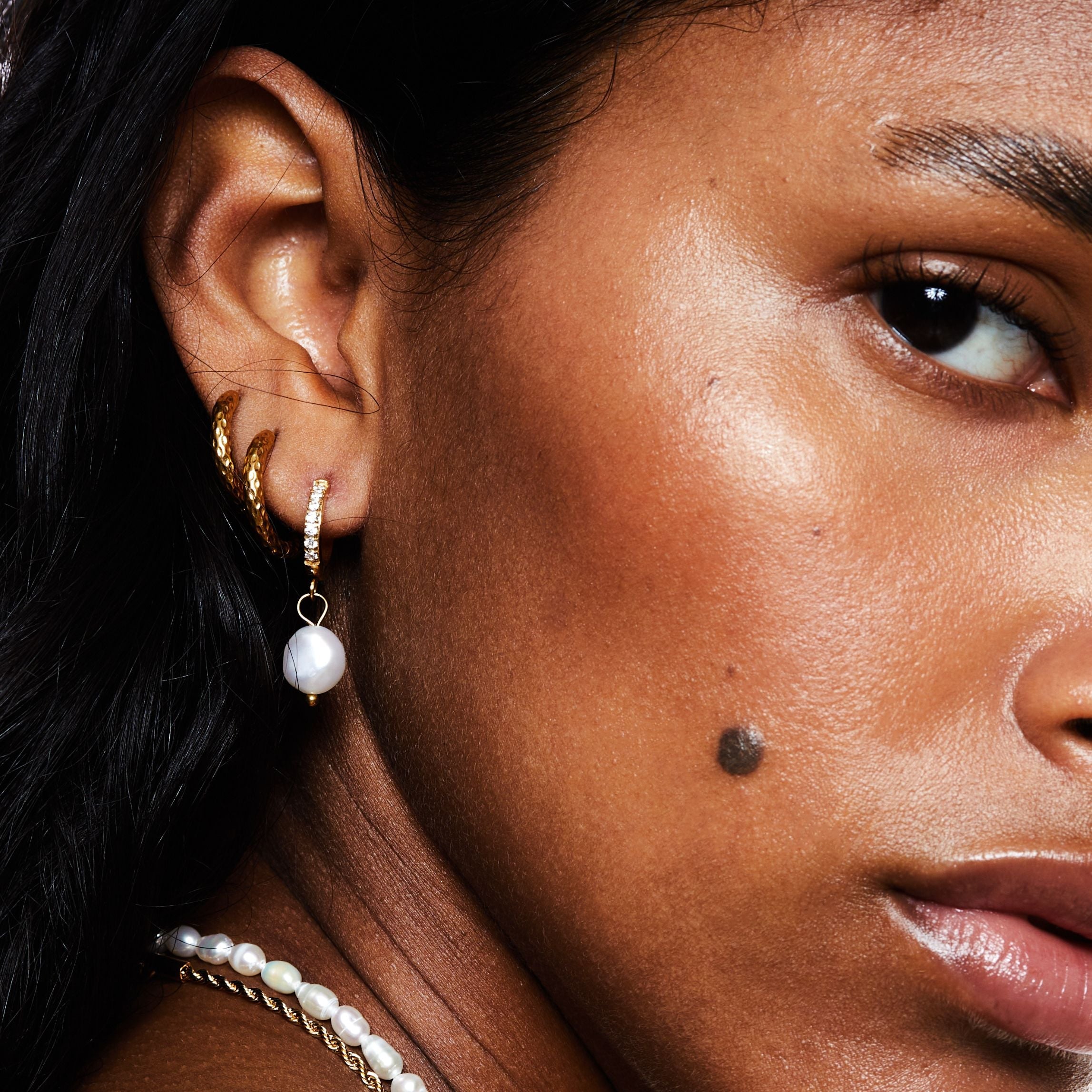 Athena Freshwater Pearl Hoop Earrings