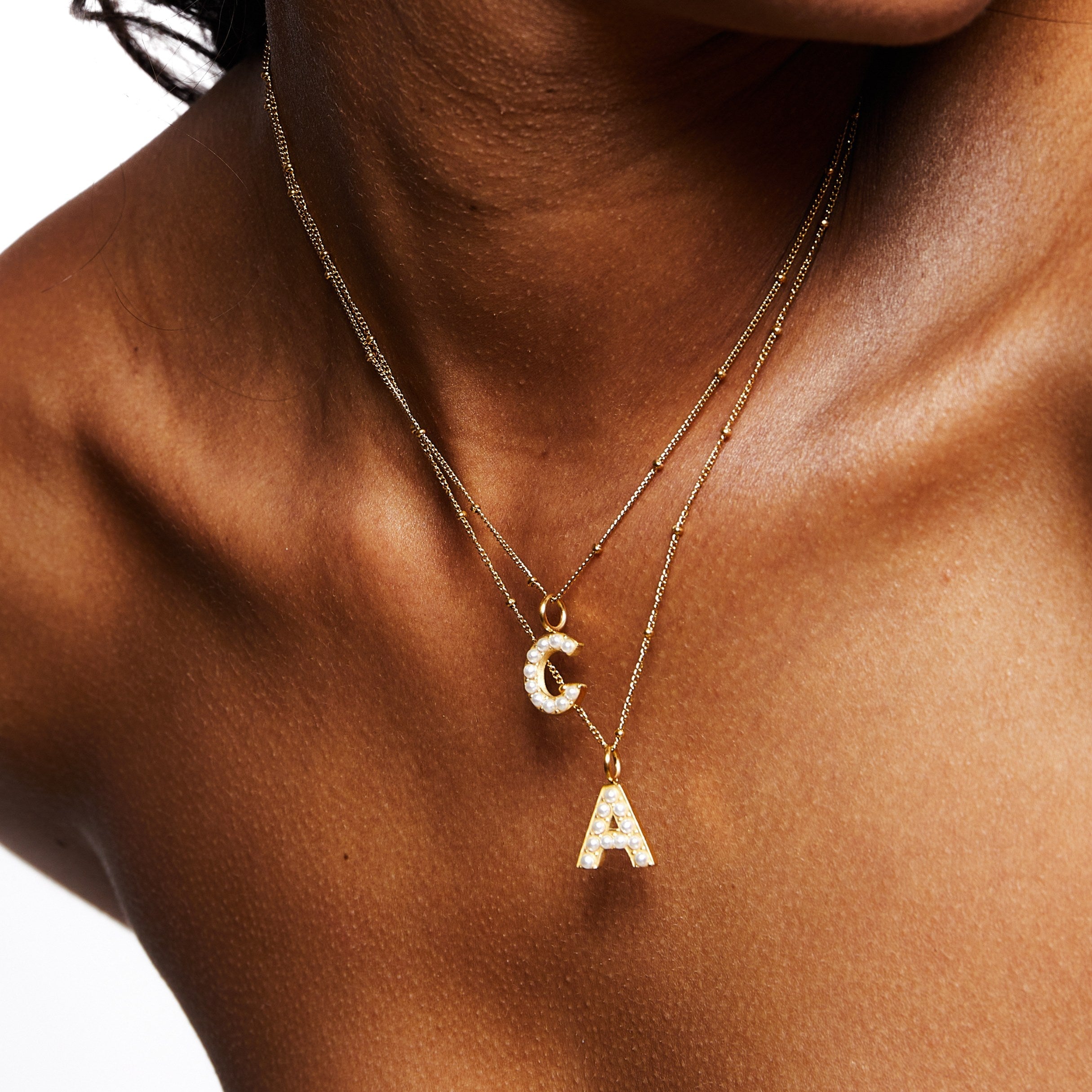 Athena Pearl Initial Necklace