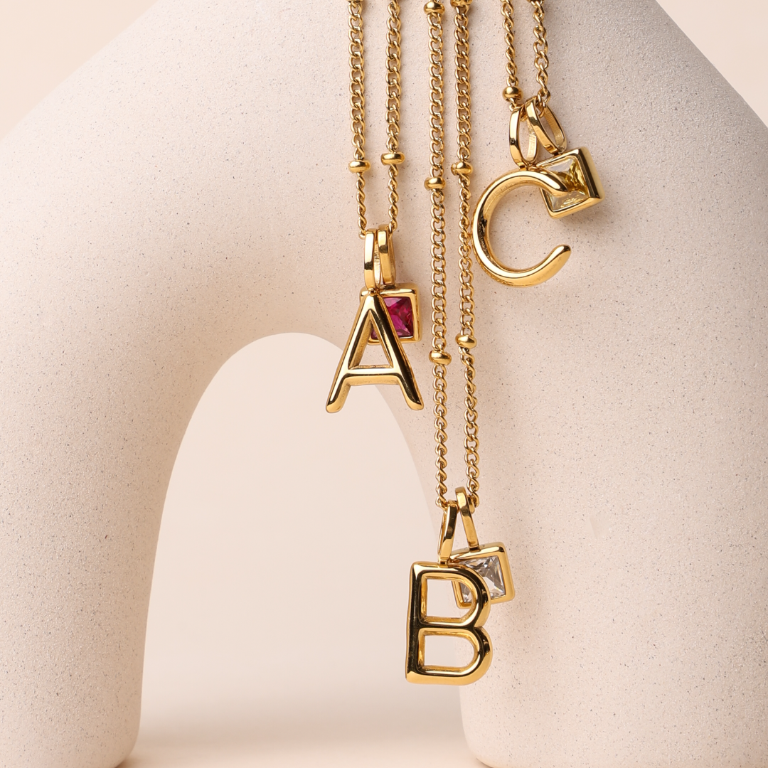 Athena Initial & Birthstone Charm Necklace