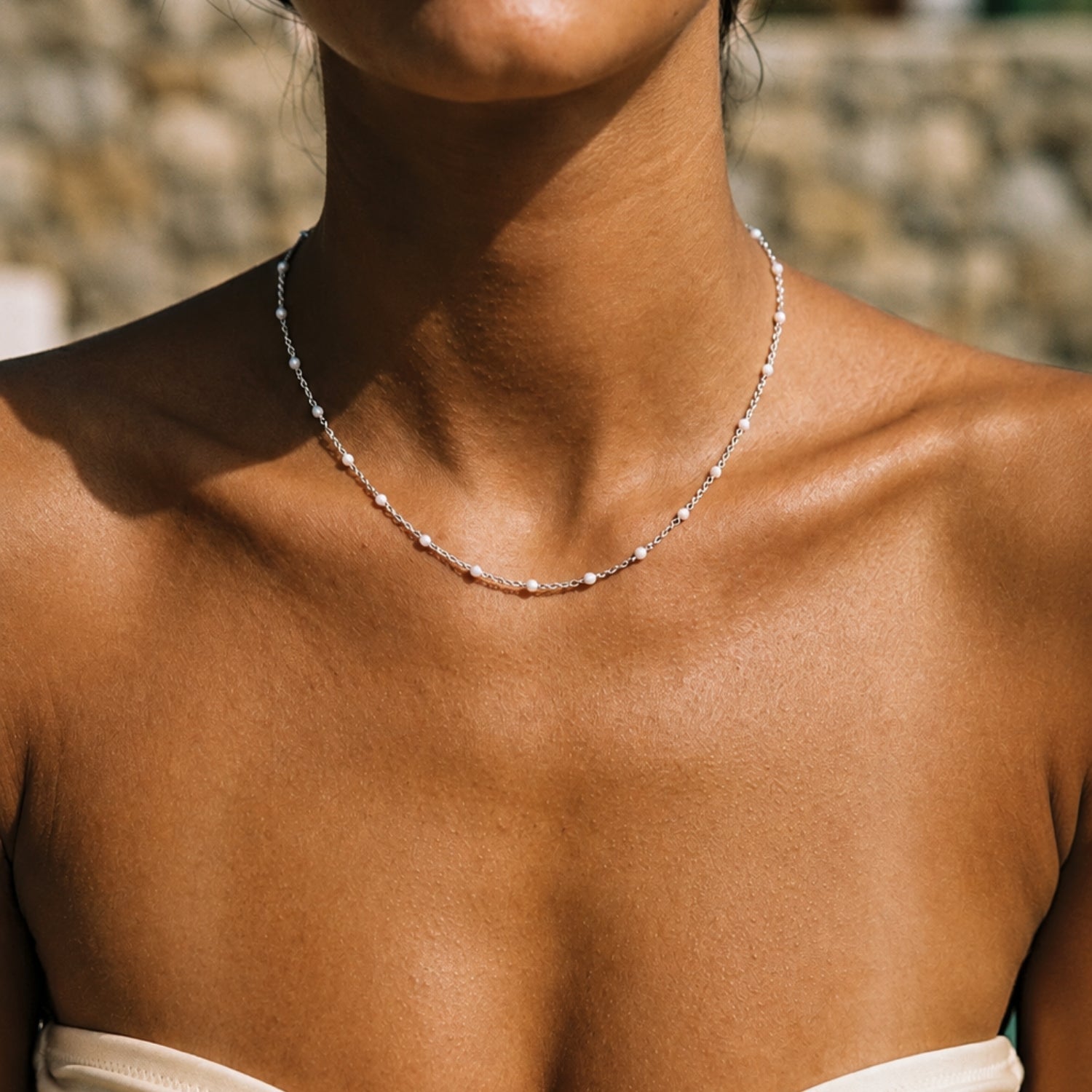 Athena White Beaded Choker
