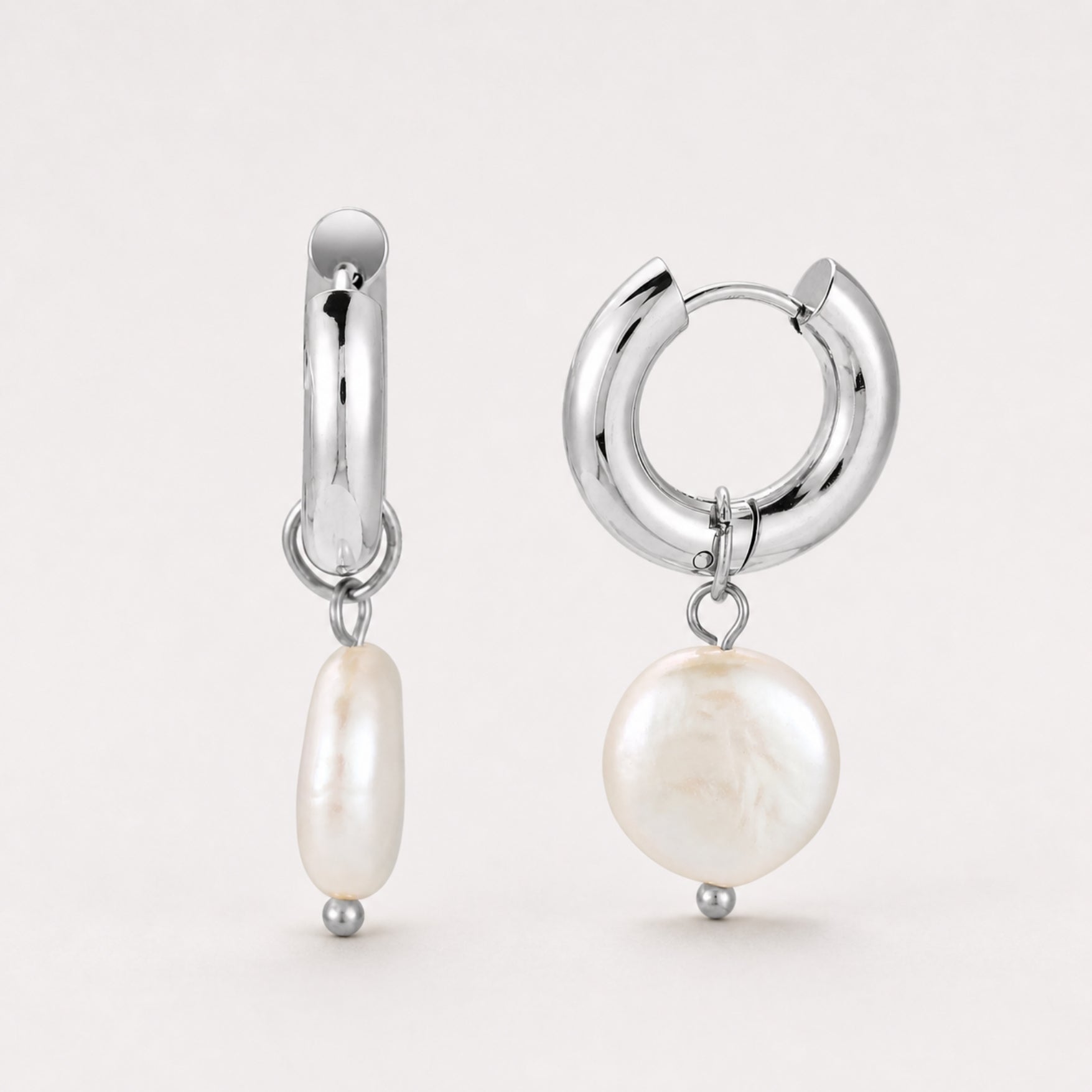 Athena Chunky Pearl Hoops