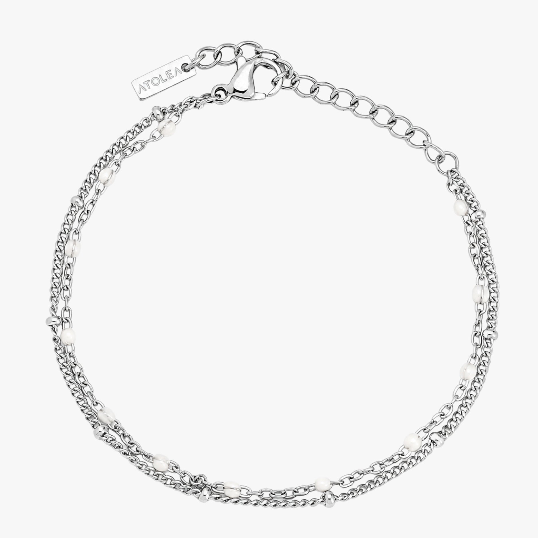 Athena Double White Beaded Bracelet
