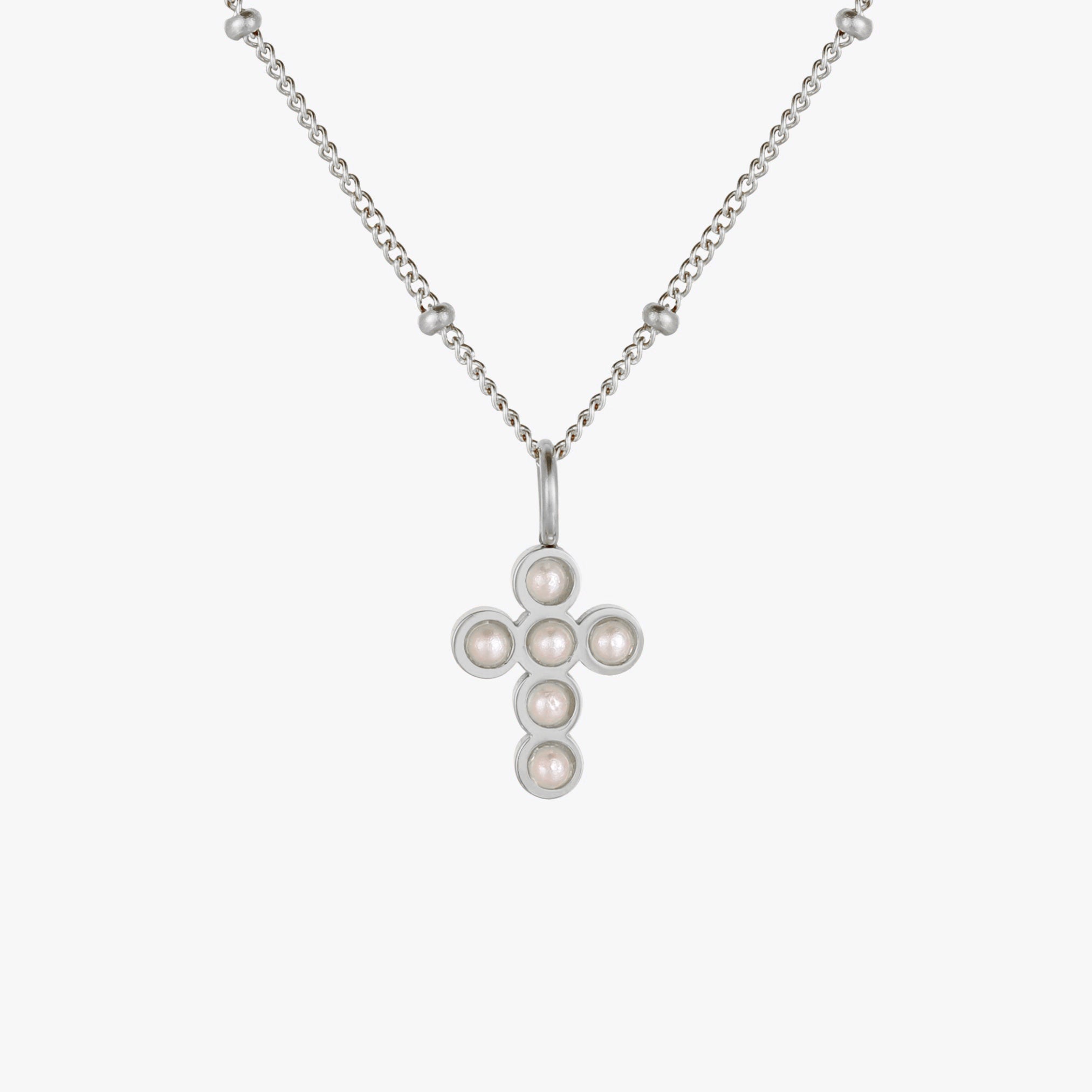 Athena Pearl Cross Necklace