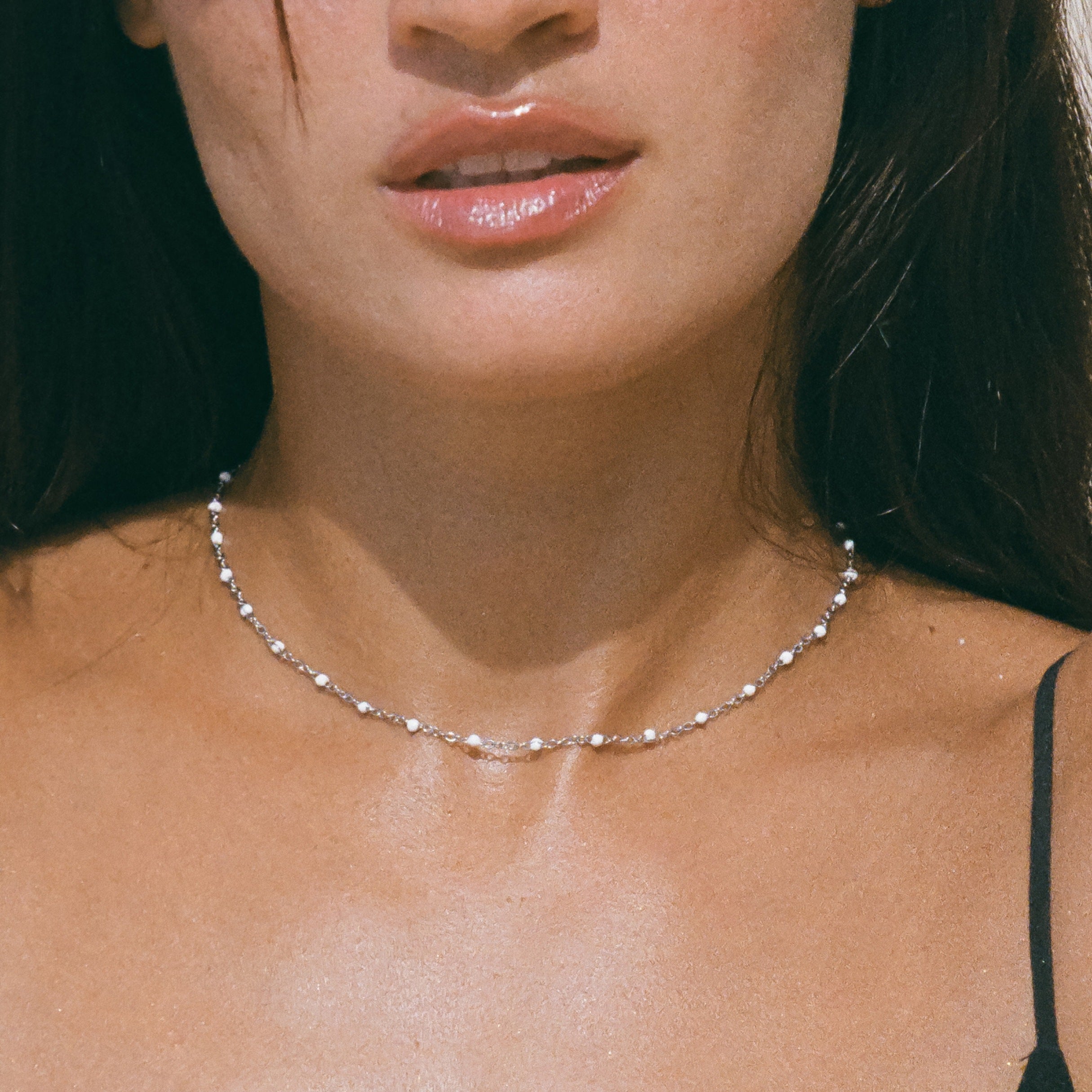 Athena White Beaded Choker