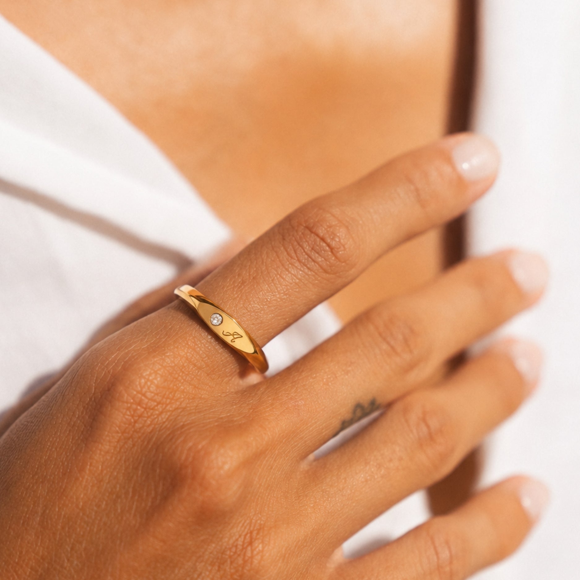 Athena One-Initial Crystal Ring