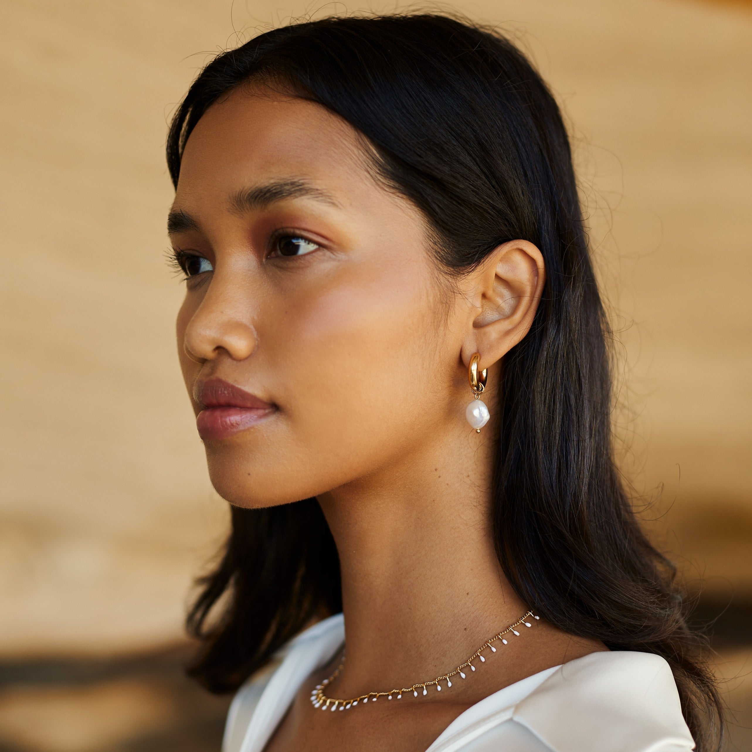 Athena Chunky Pearl Hoops