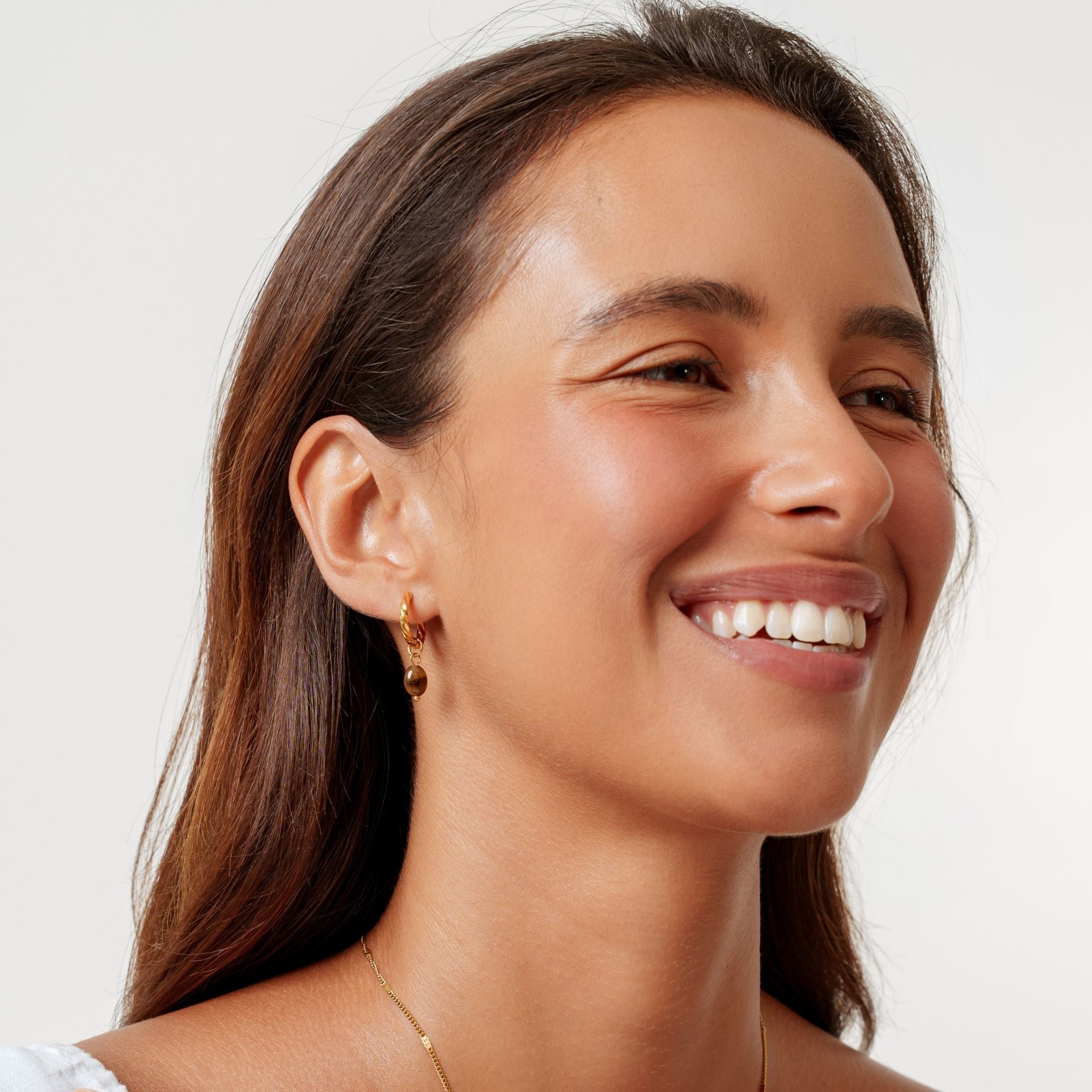 Athena Tiger Eye Hoops Earrings