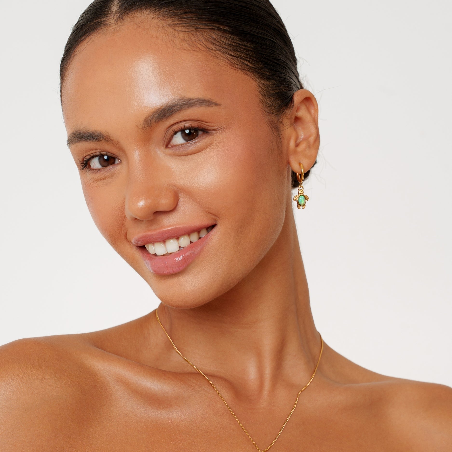 Athena Opal Turtle Hoops