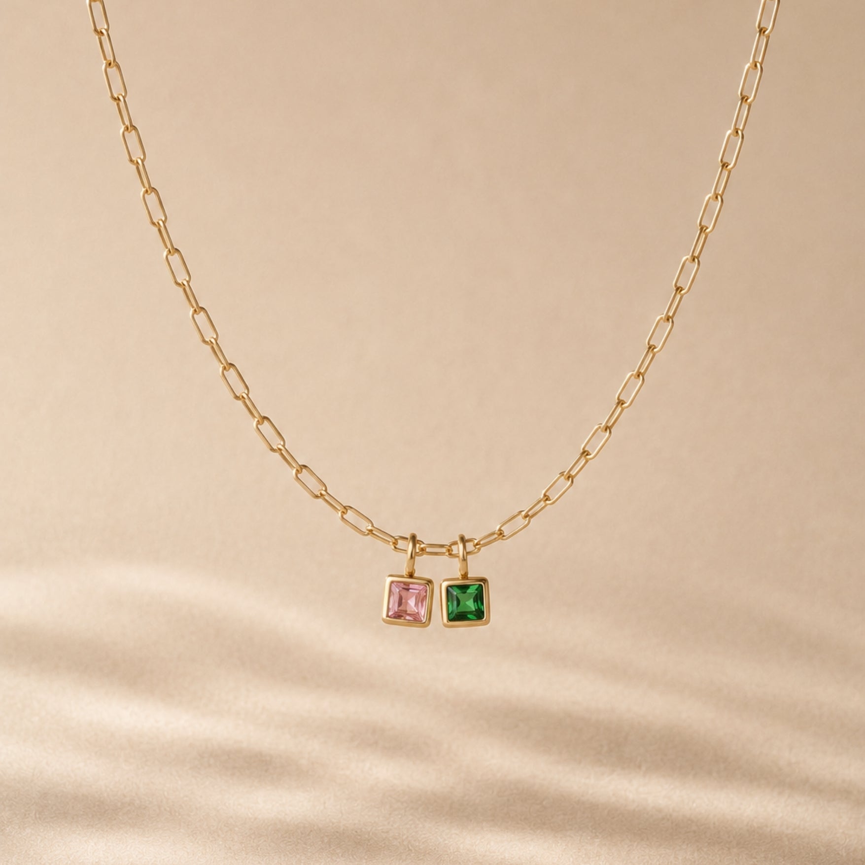 Athena Paperclip Birthstone Necklace