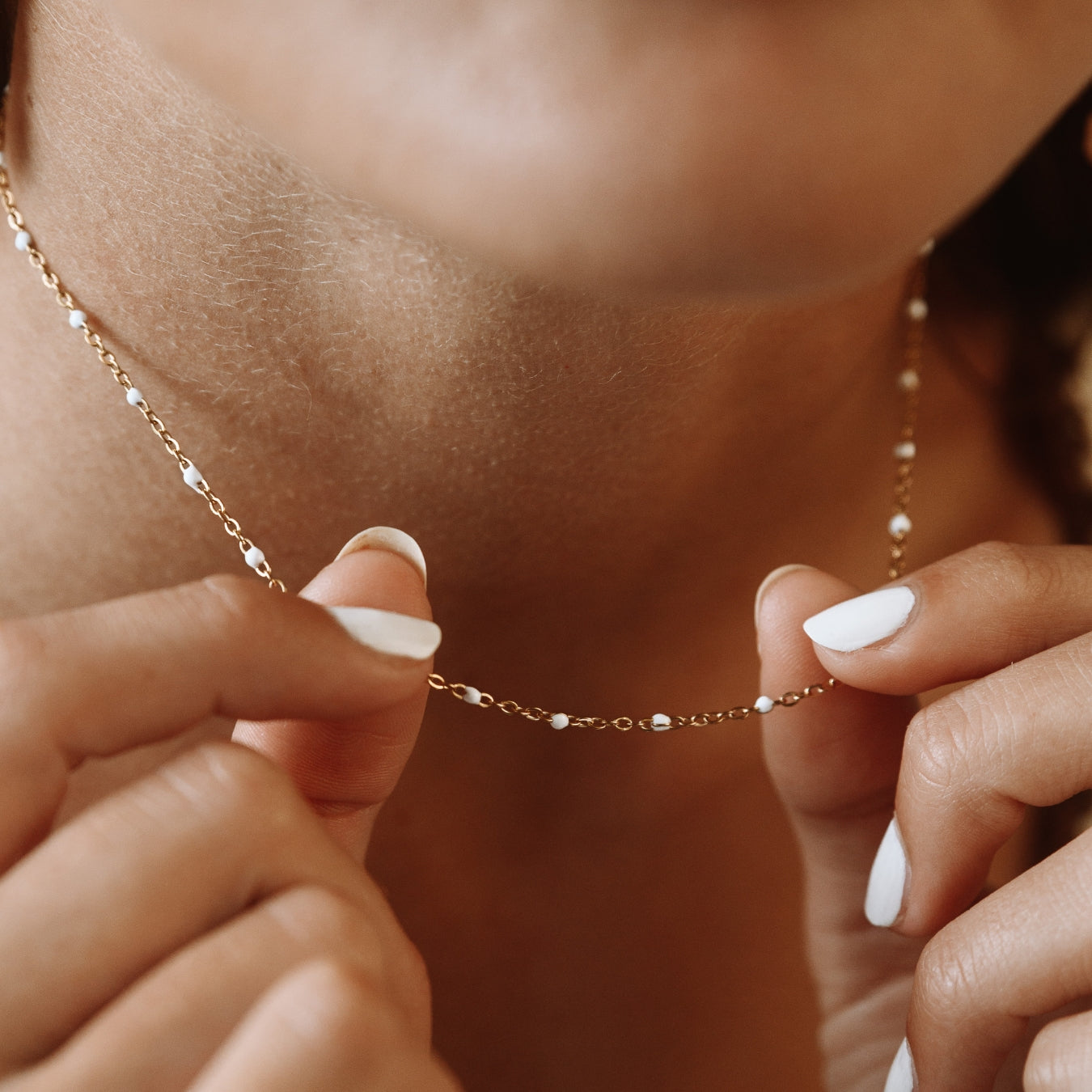 Athena White Beaded Choker